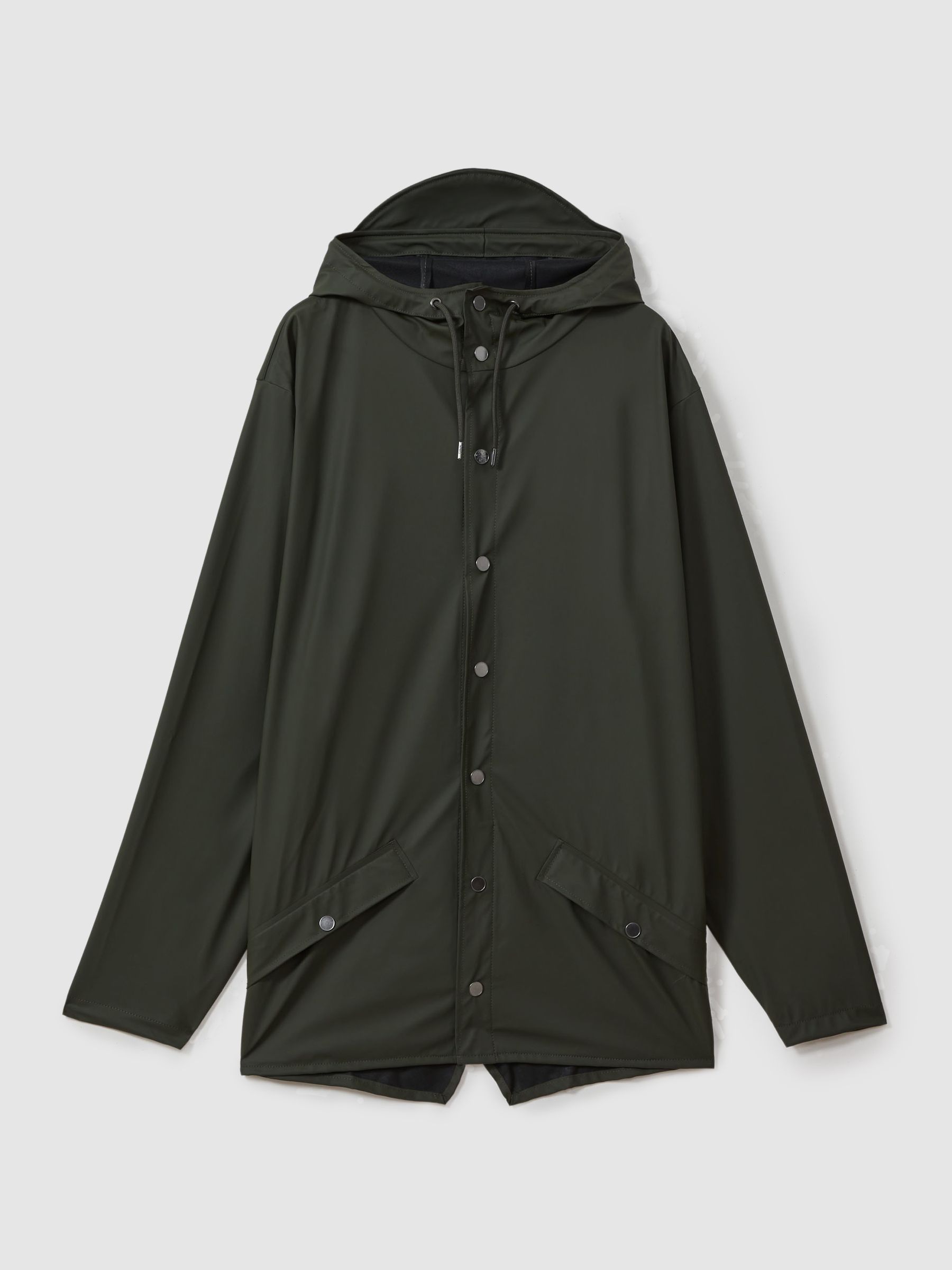 Rains Unisex Hooded Raincoat in Dark Green - Image 2 of 6