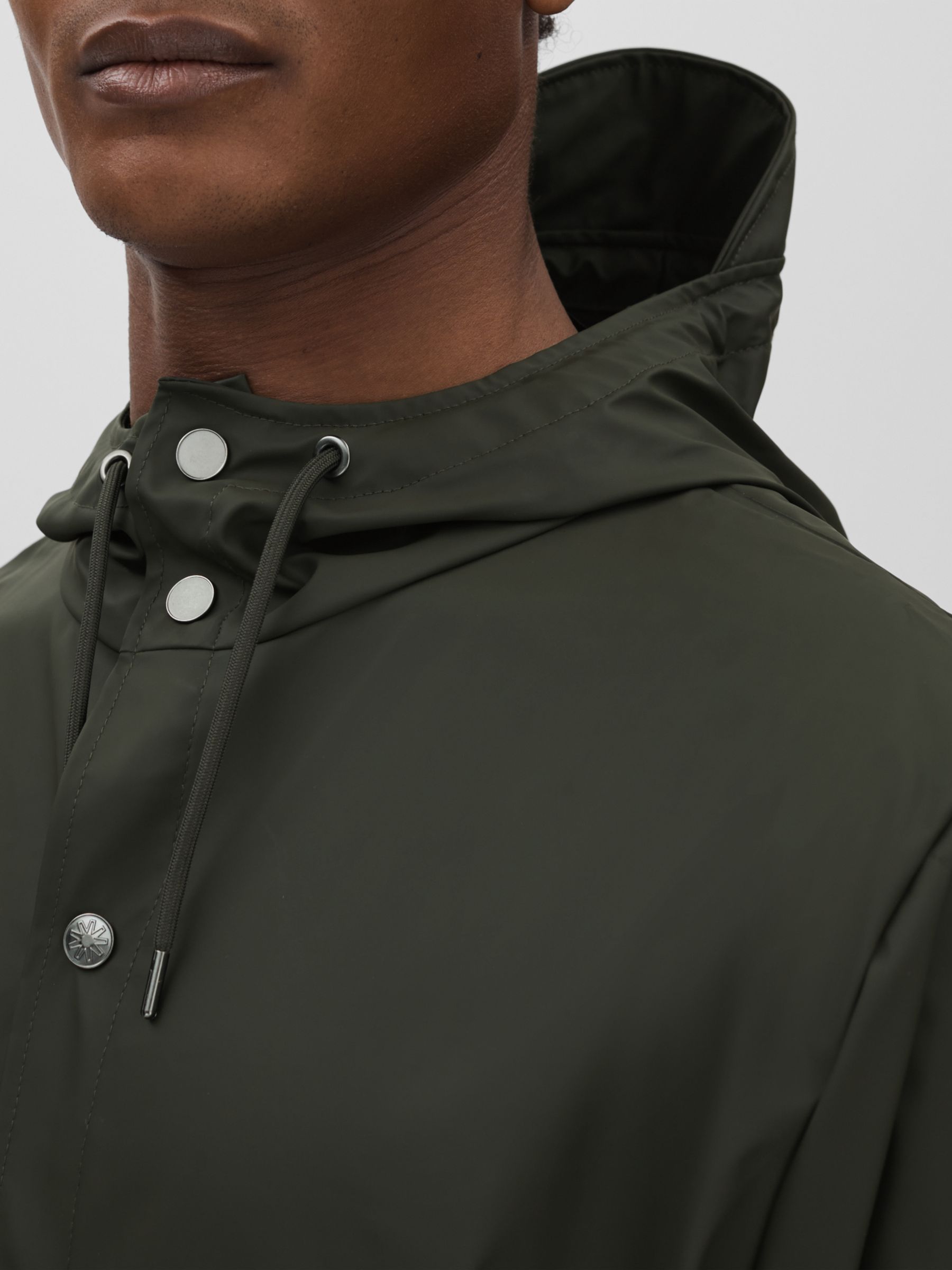 Rains Unisex Hooded Raincoat in Dark Green - Image 4 of 6
