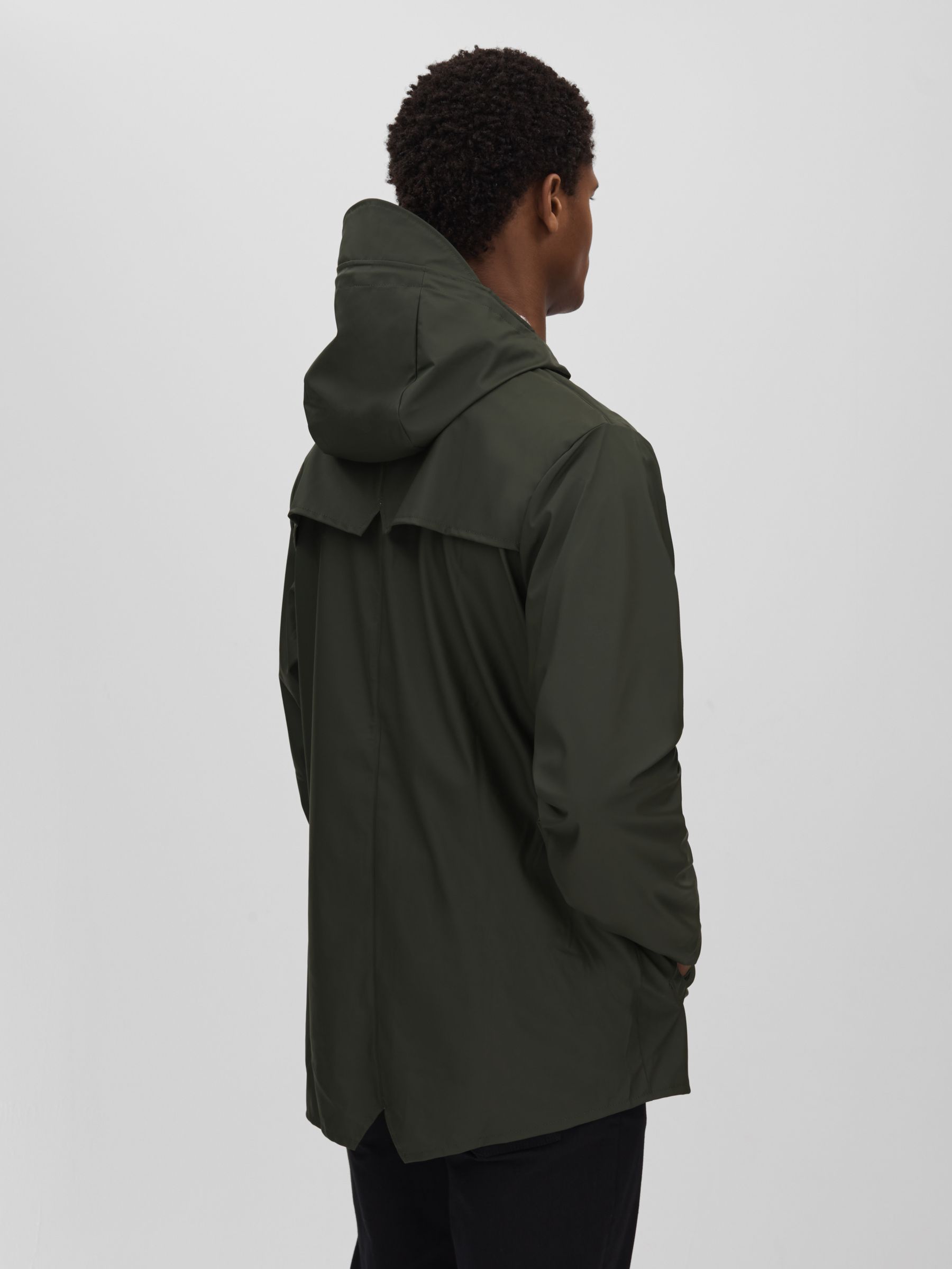 Rains Unisex Hooded Raincoat in Dark Green - Image 5 of 6