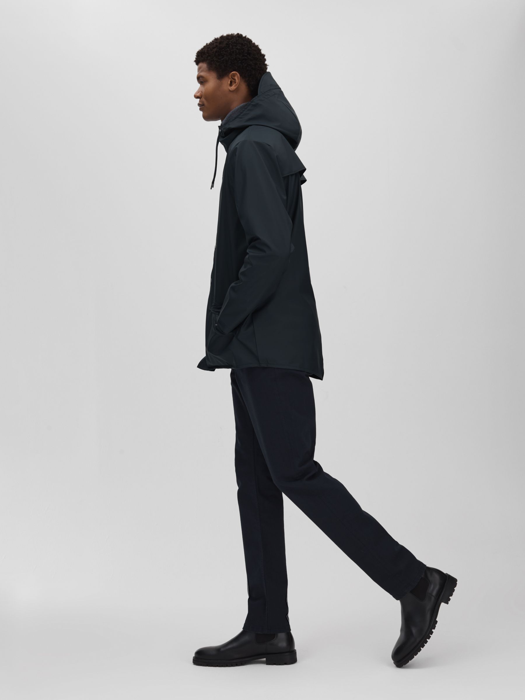 Rains Unisex Hooded Raincoat in Navy - Image 3 of 6
