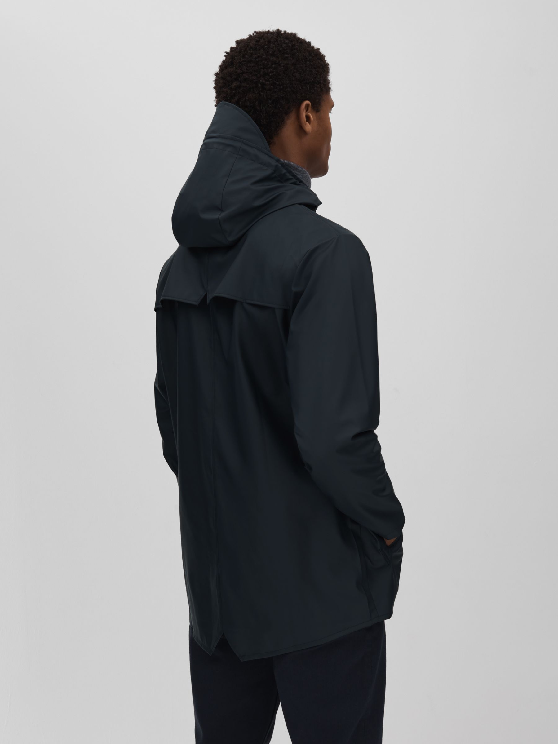 Rains Unisex Hooded Raincoat in Navy - Image 5 of 6