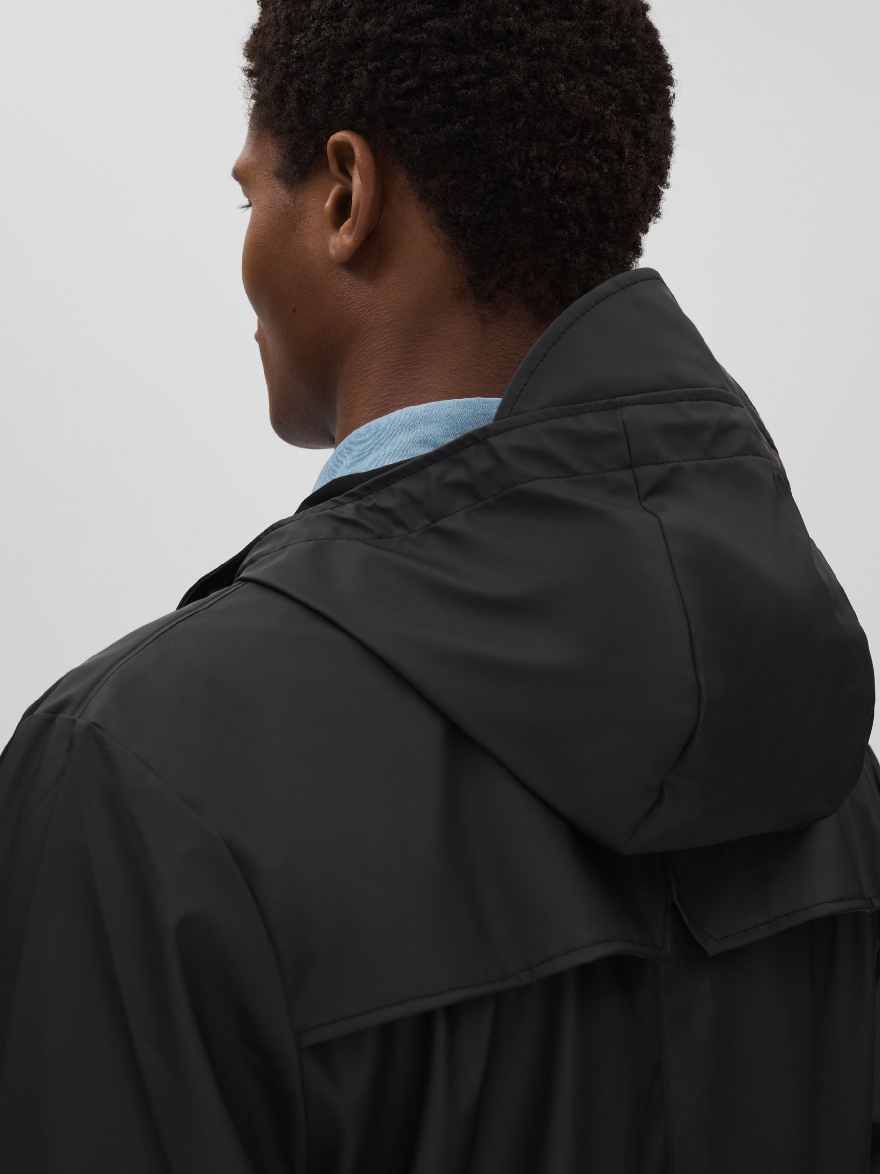 Rains Unisex Hooded Raincoat in Black - Image 4 of 6