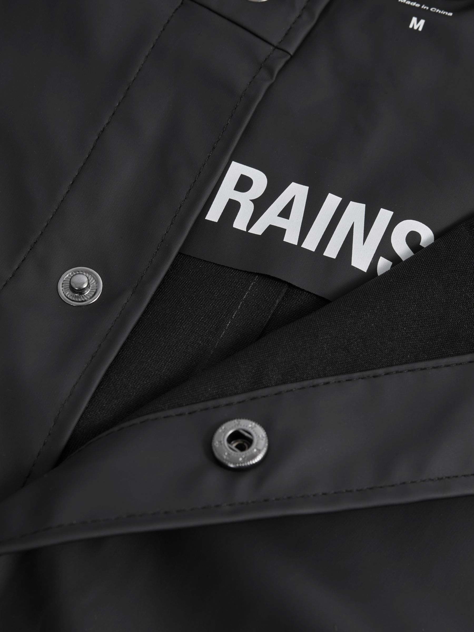 Rains Unisex Hooded Raincoat in Black - Image 6 of 6