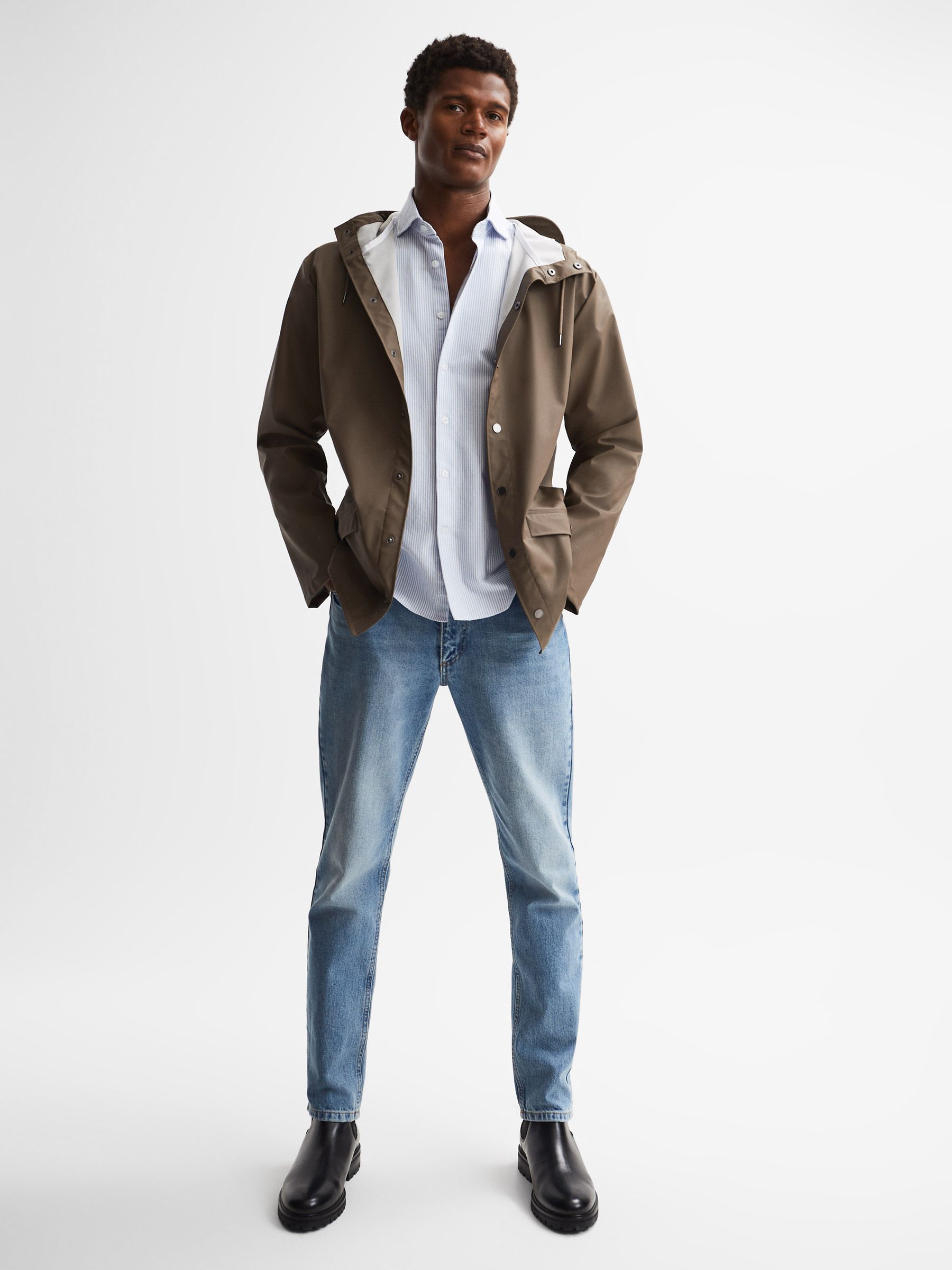 Rains Unisex Hooded Raincoat in Mid Brown - Image 3 of 6
