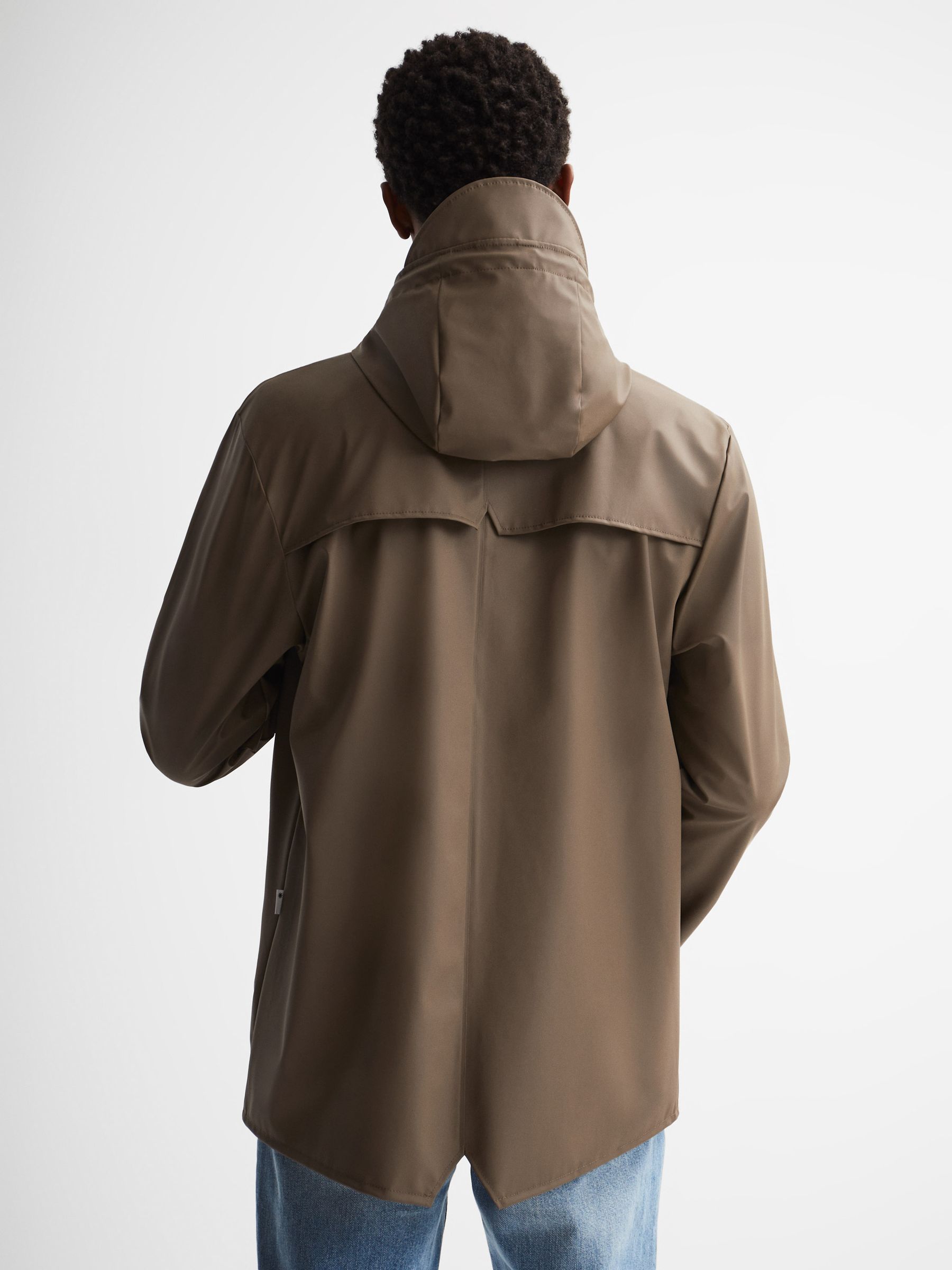 Rains Unisex Hooded Raincoat in Mid Brown - Image 5 of 6
