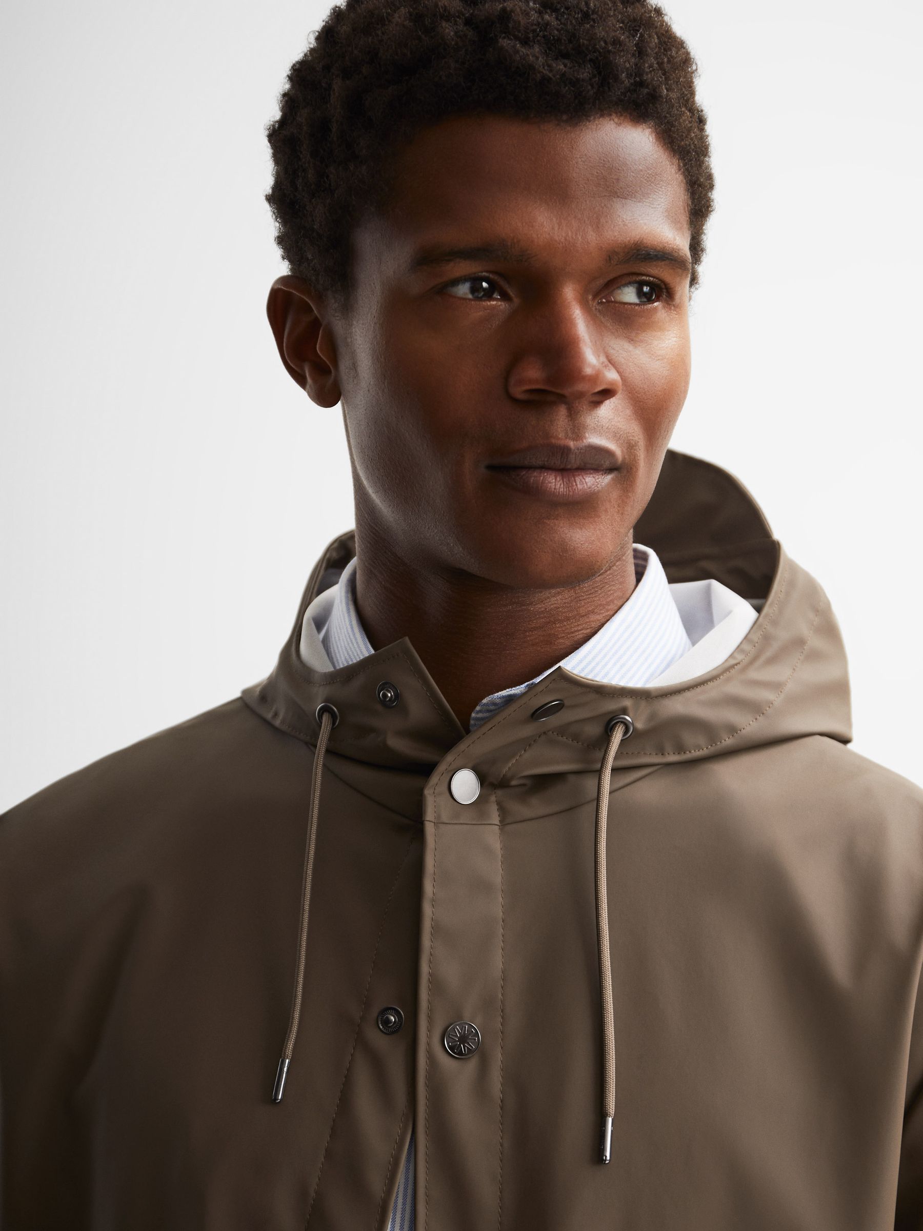 Rains Unisex Hooded Raincoat in Mid Brown - Image 6 of 6