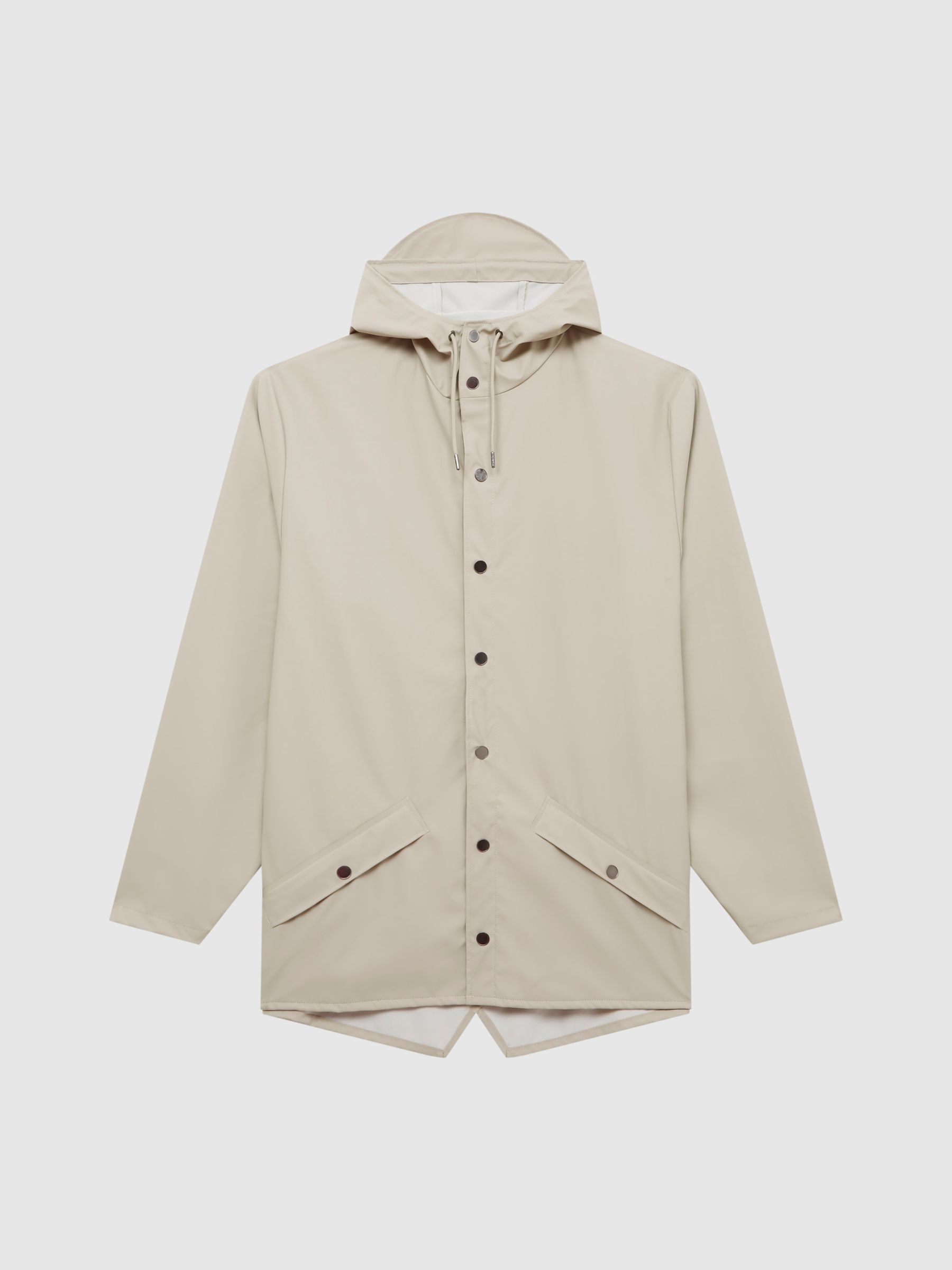 Rains Unisex Hooded Raincoat Jacket in Putty - Image 2 of 5