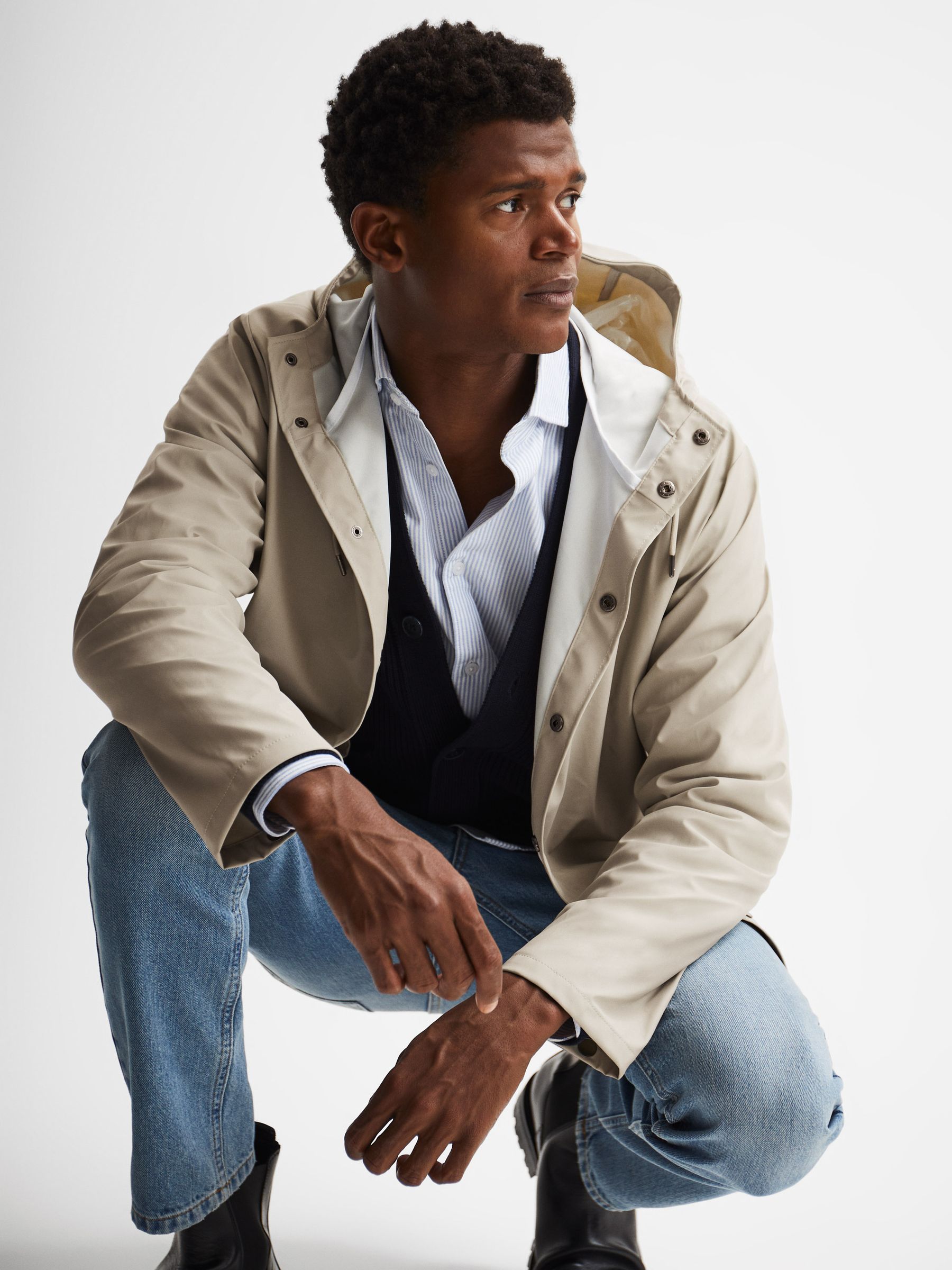 Rains Unisex Hooded Raincoat Jacket in Putty - Image 3 of 5