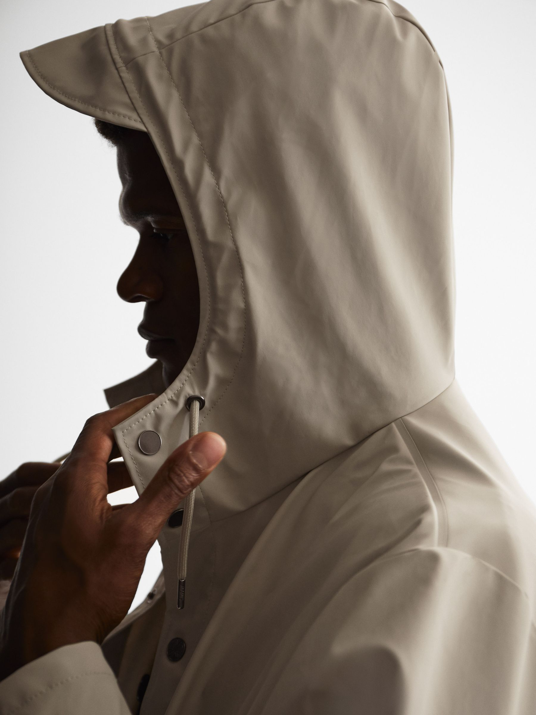 Rains Unisex Hooded Raincoat Jacket in Putty - Image 4 of 5