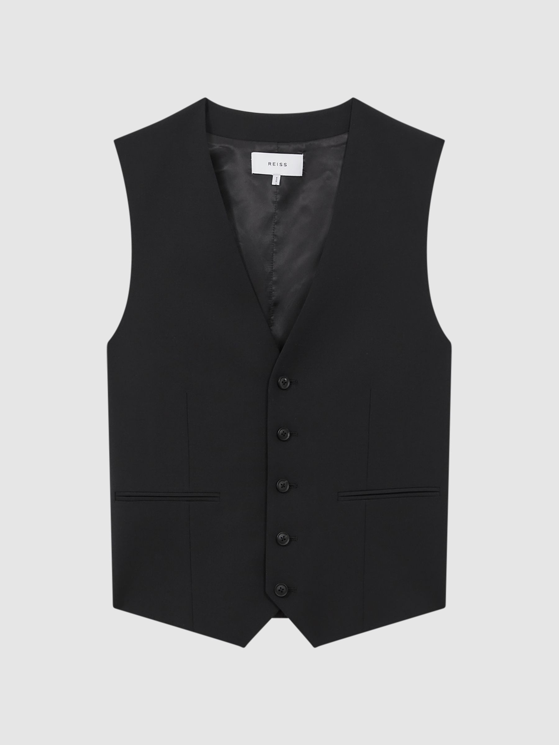 Modern Fit Wool Blend Waistcoat in Black - Image 2 of 8
