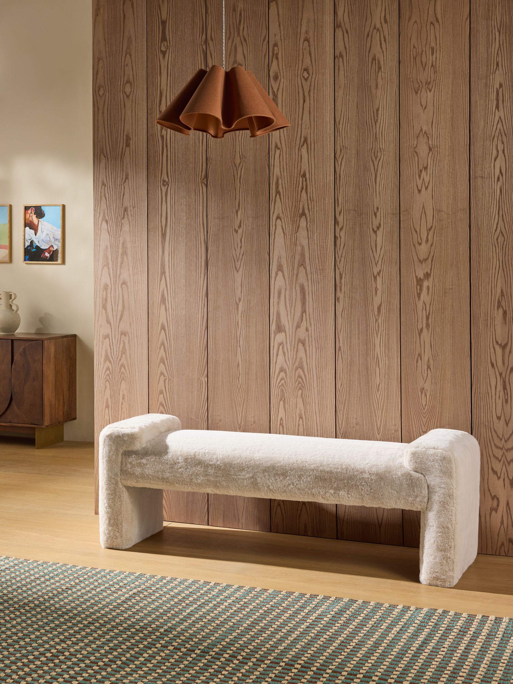 Brixton Bench in Taupe Natural Arctic Faux Fur - Image 1 of 5