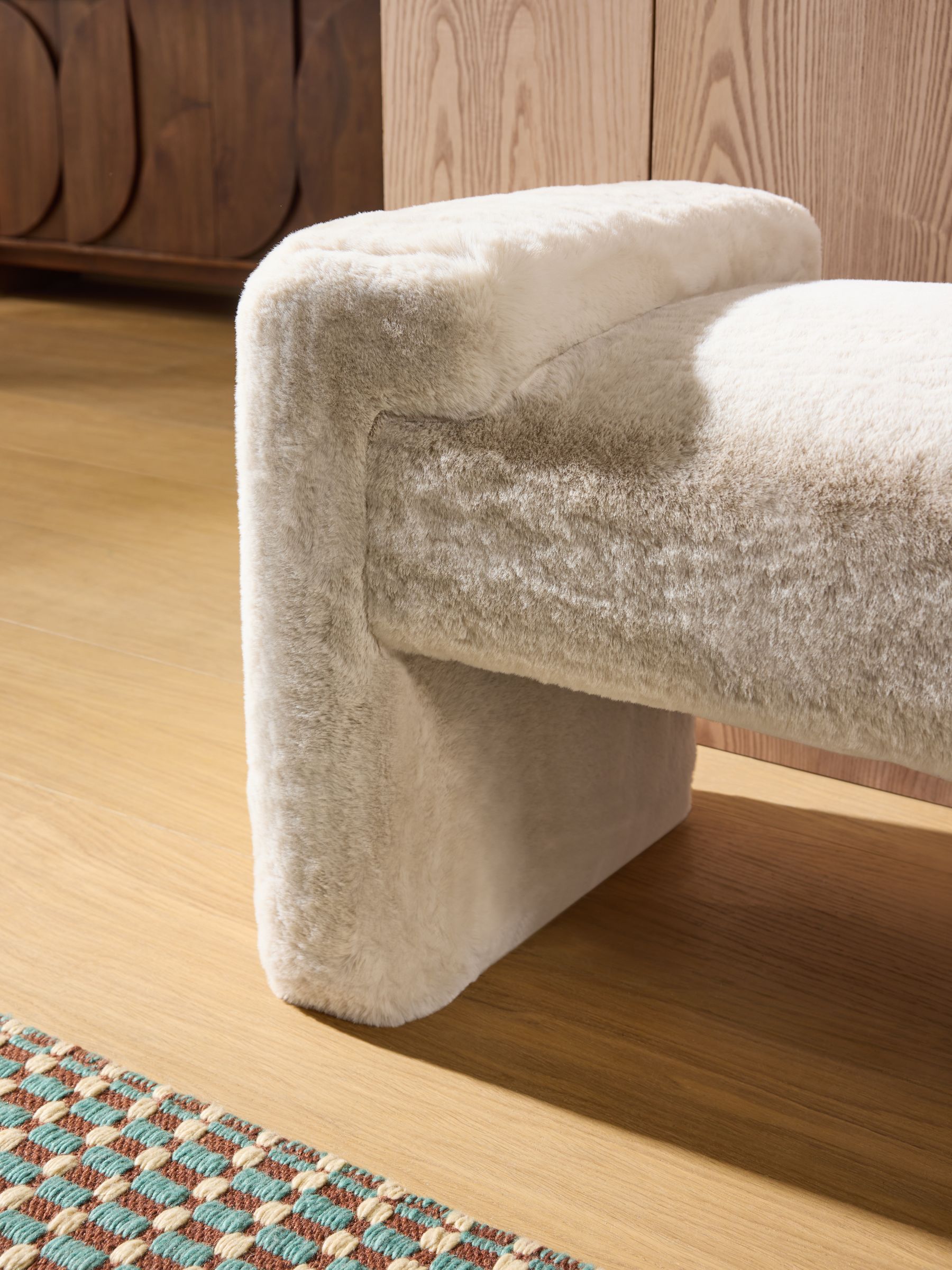 Brixton Bench in Taupe Natural Arctic Faux Fur - Image 2 of 5