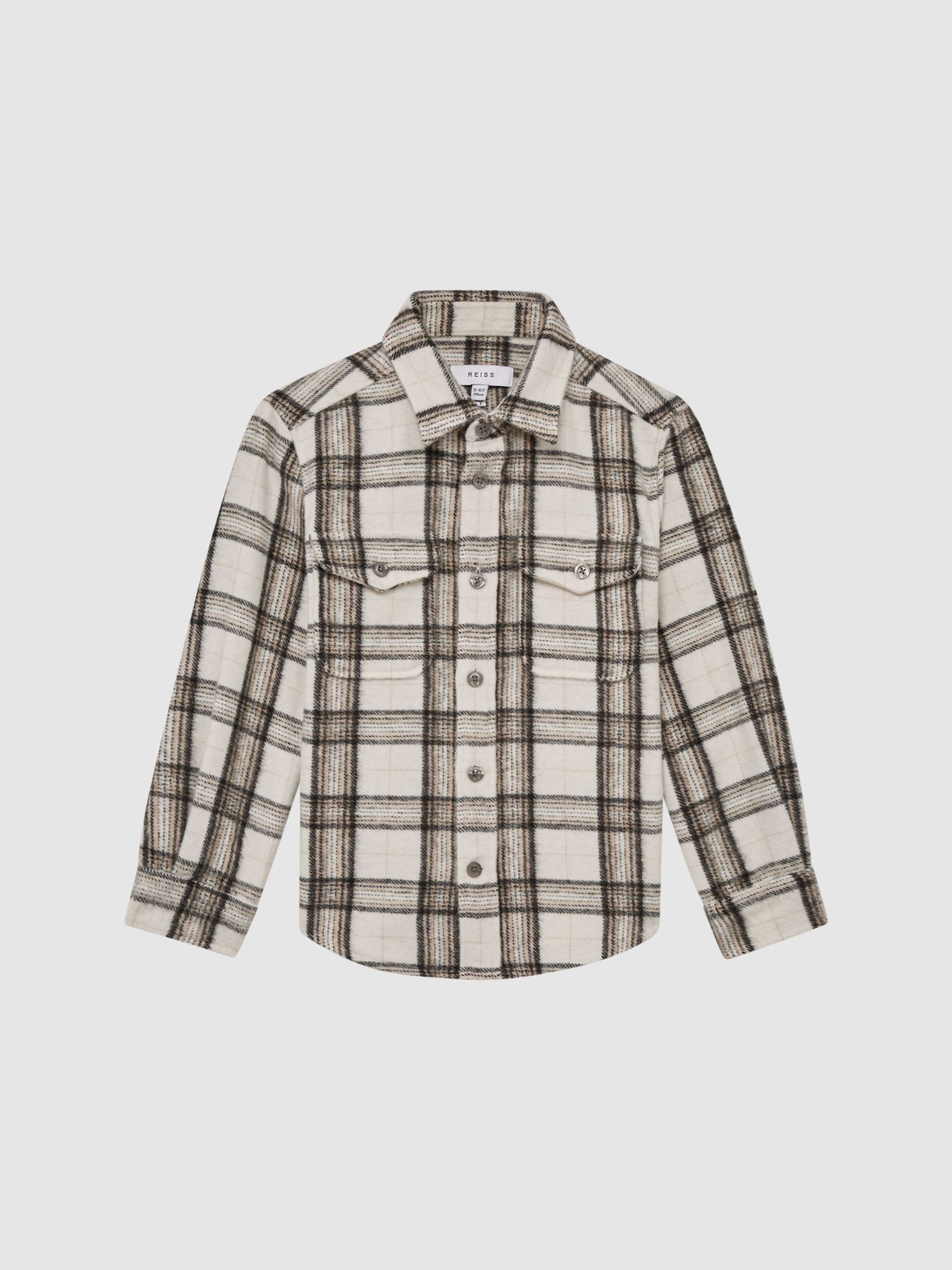 9-12 yrs Long Sleeve Brushed Check Overshirt in Camel - Image 2 of 7 9-12 yrs Long Sleeve Brushed Check Overshirt in Camel - Image 2 of 7