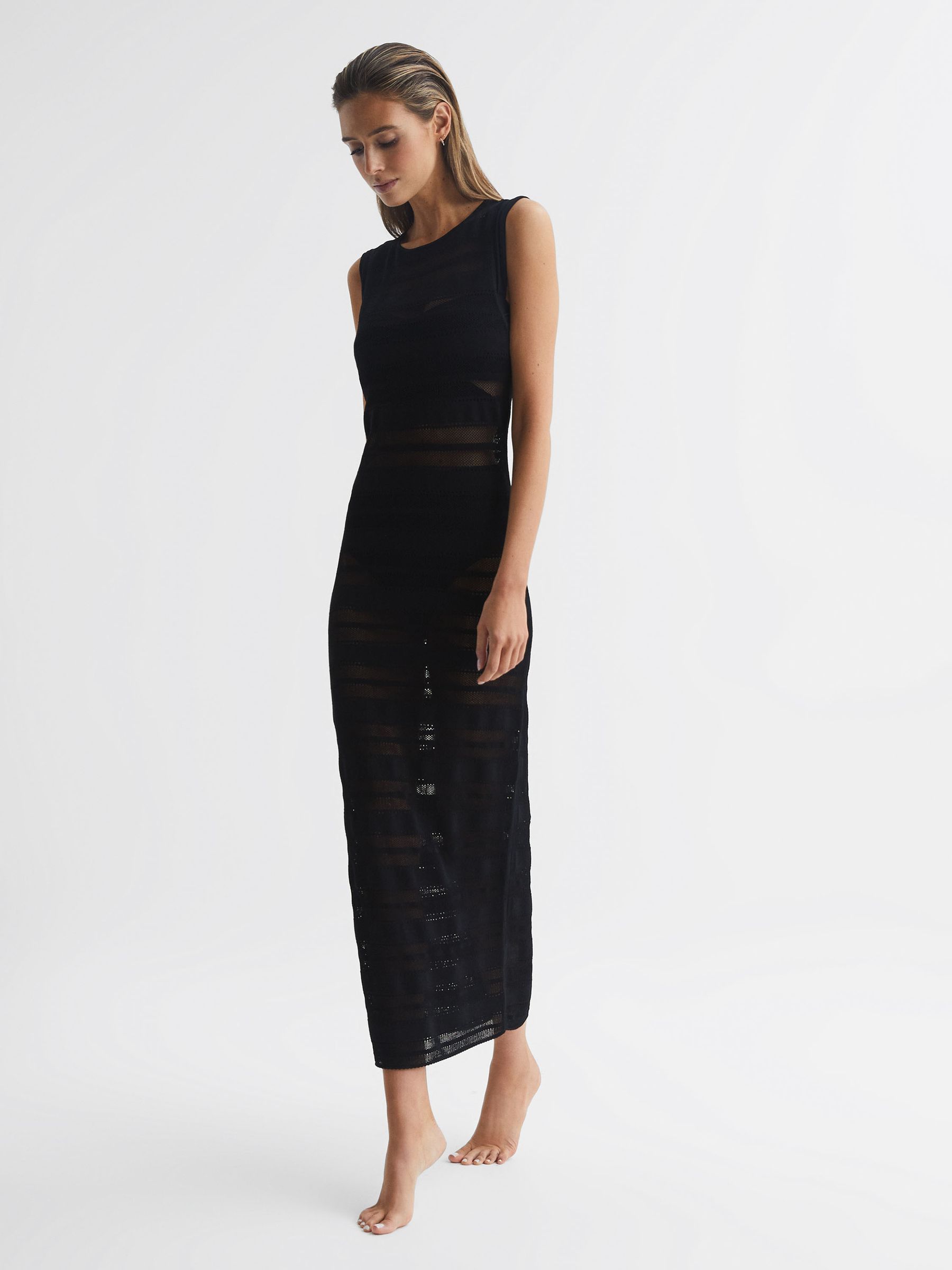 Knitted Midi Dress in Black - Image 1 of 6 Knitted Midi Dress in Black - Image 1 of 6