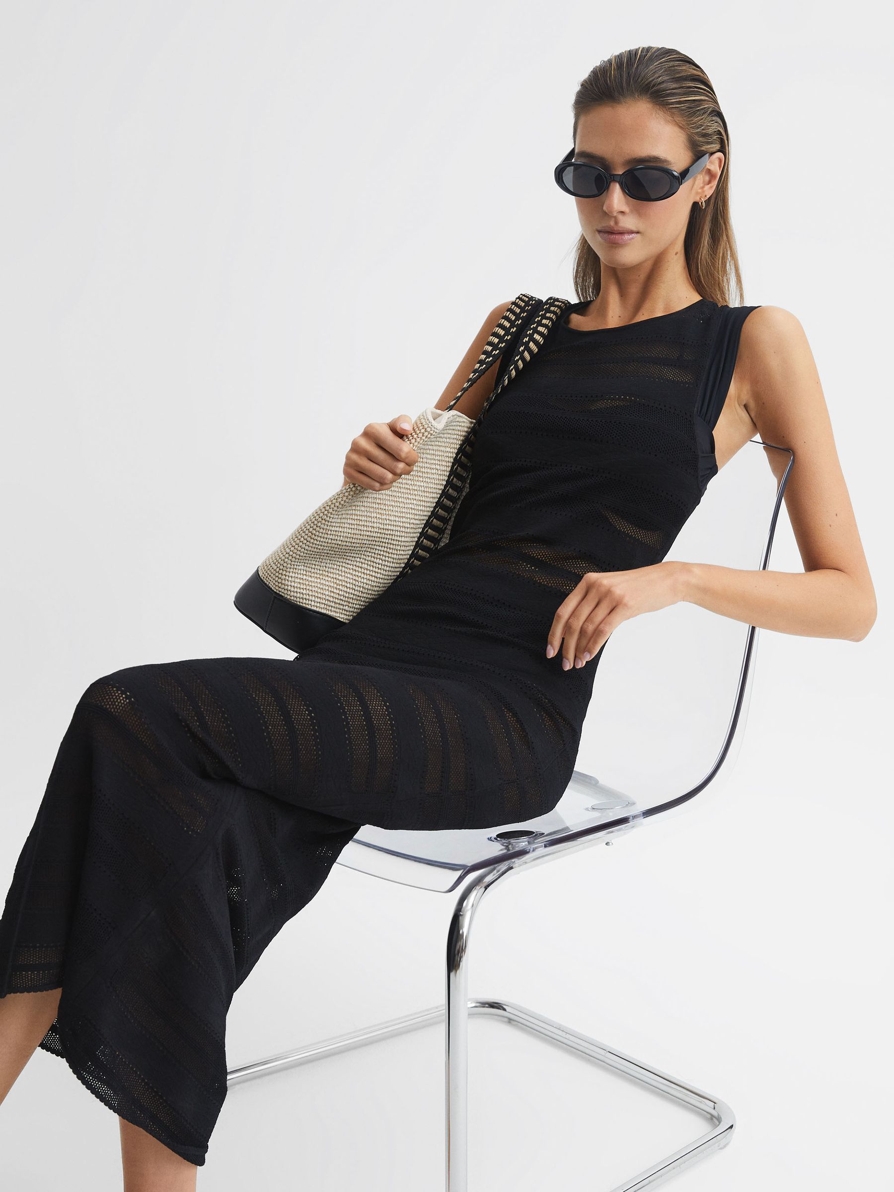Knitted Midi Dress in Black - Image 6 of 6