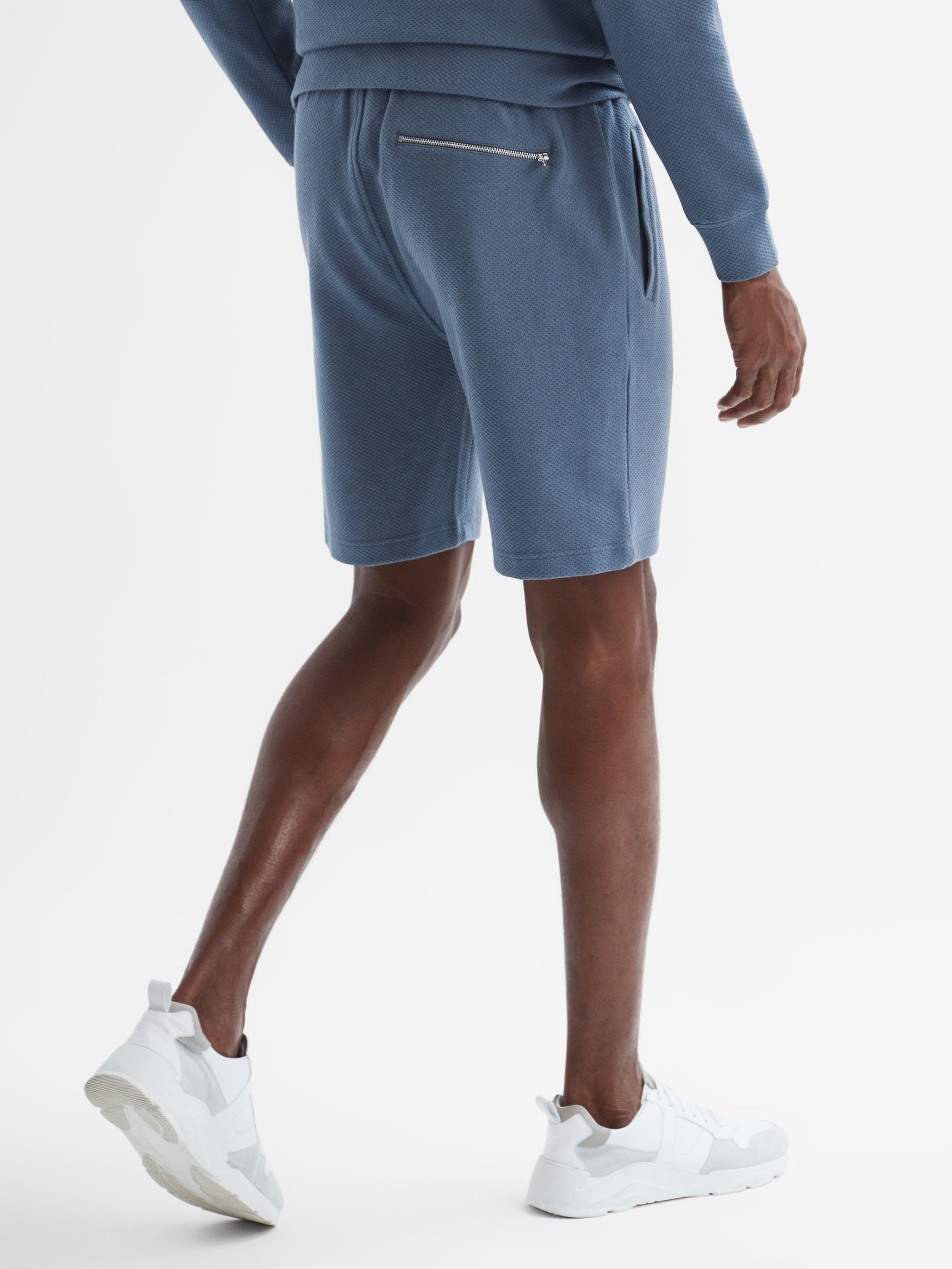 Textured Drawstring Shorts in Airforce Blue - Image 5 of 6