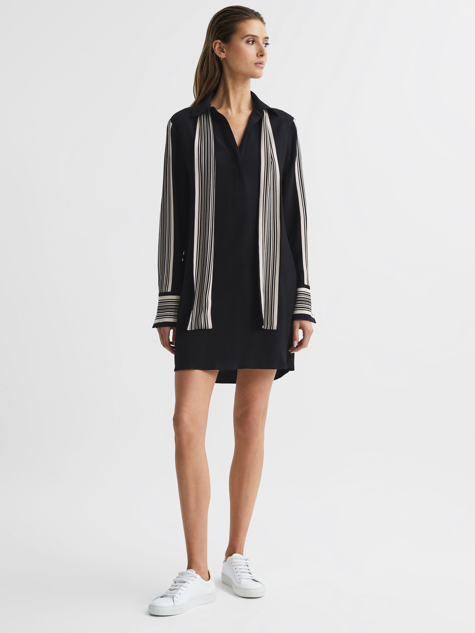 Side Stripe Mini Dress in Black - Image 1 of 9 Side Stripe Mini Dress in Black - Image 1 of 9