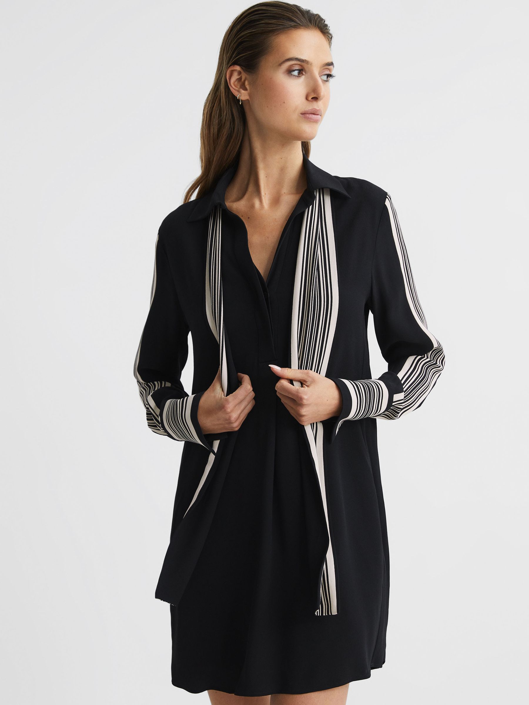 Side Stripe Mini Dress in Black - Image 4 of 9