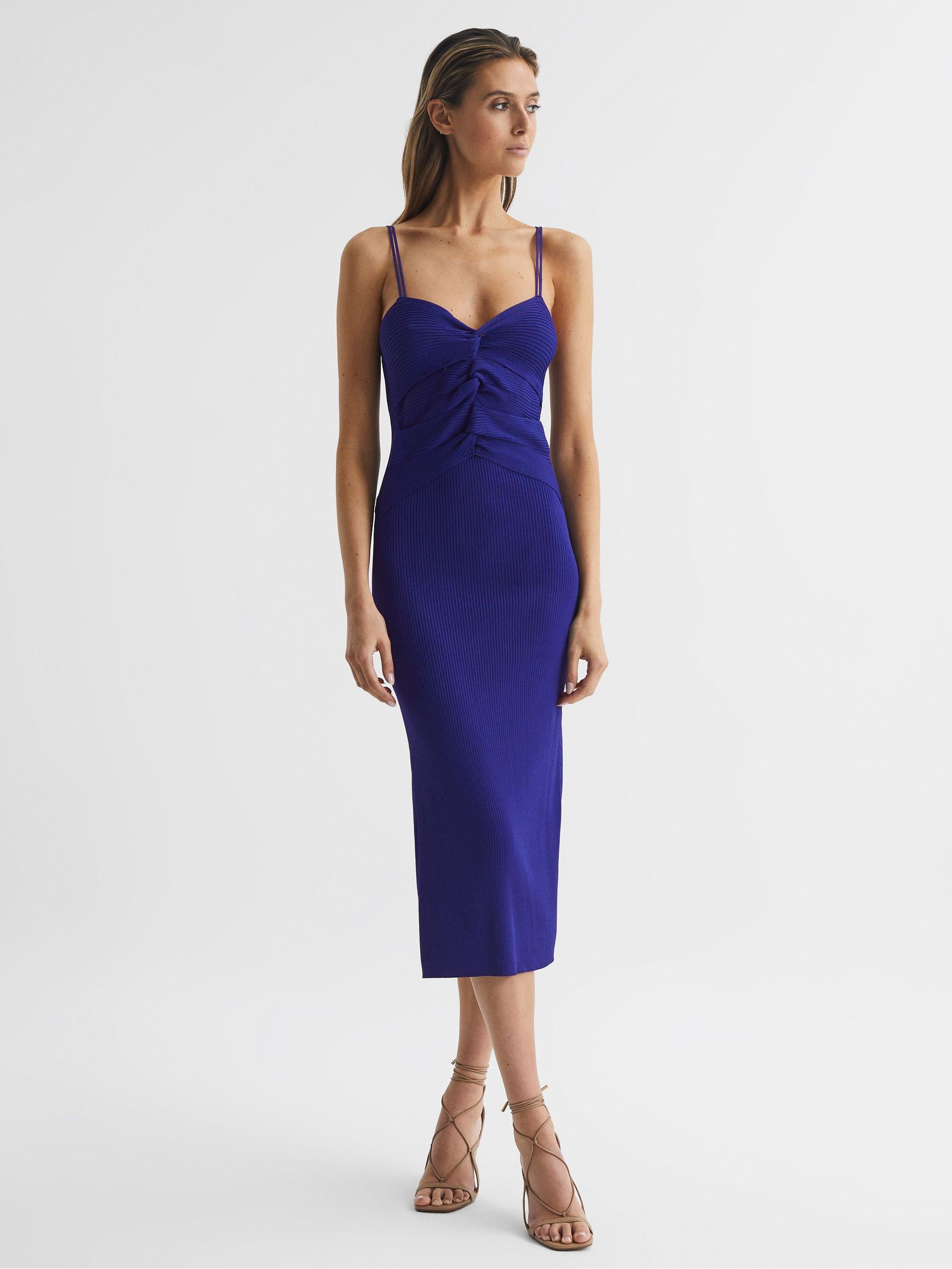 Knitted Bodycon Midi Dress in Purple - Image 1 of 7