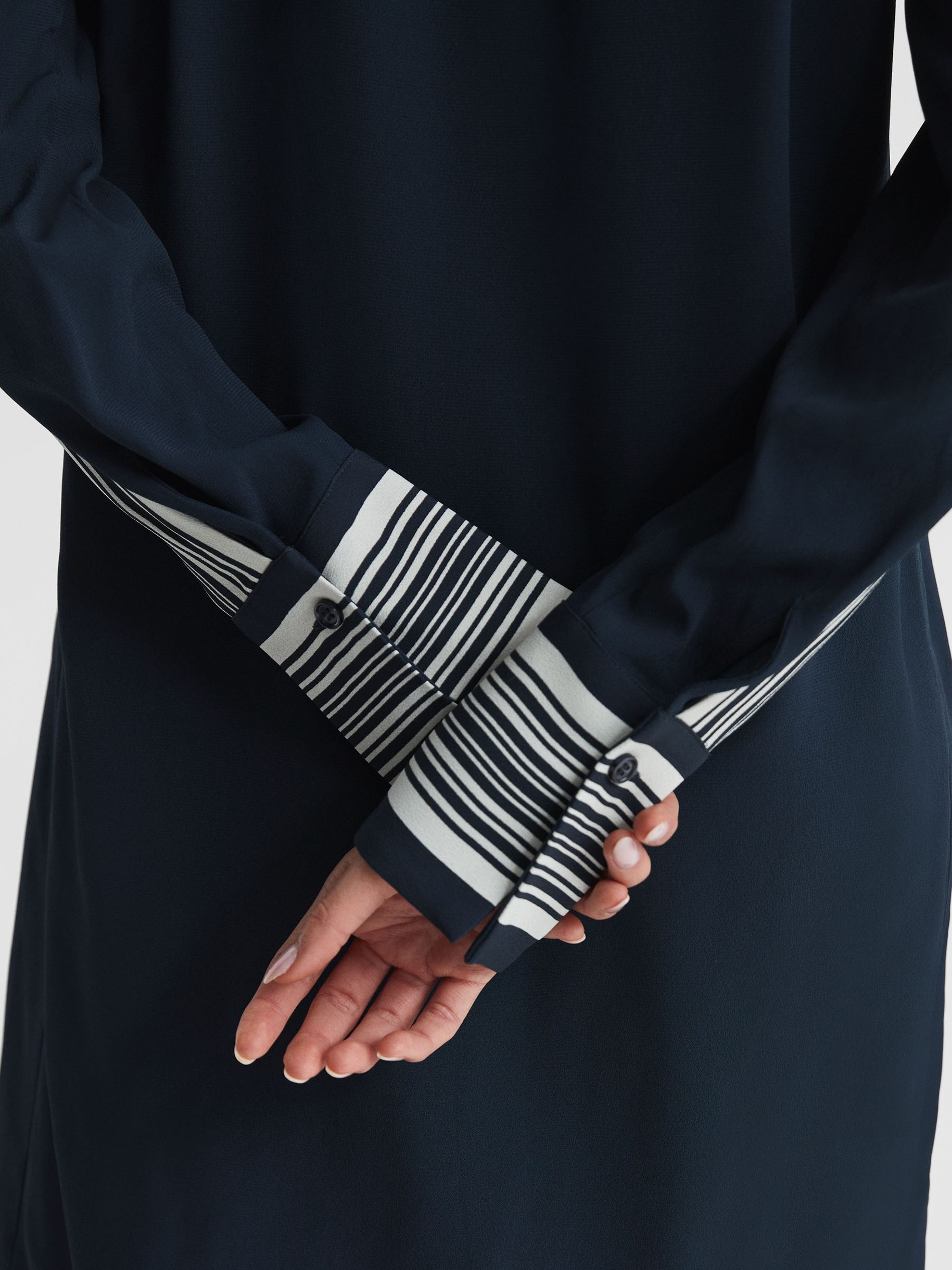 Side Stripe Mini Dress in Navy - Image 6 of 8