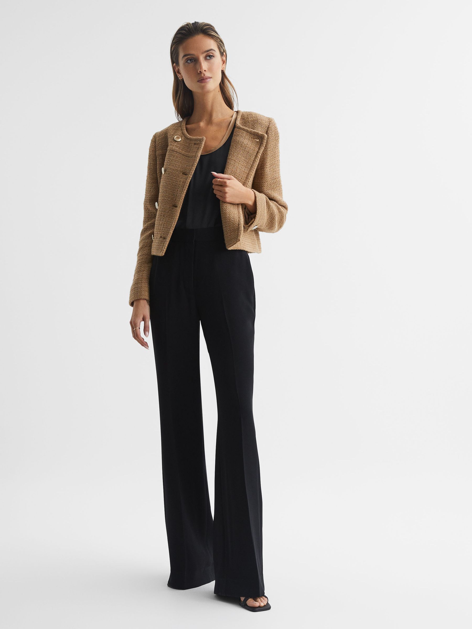 Silk Front Vest in Black/Camel - Image 6 of 7