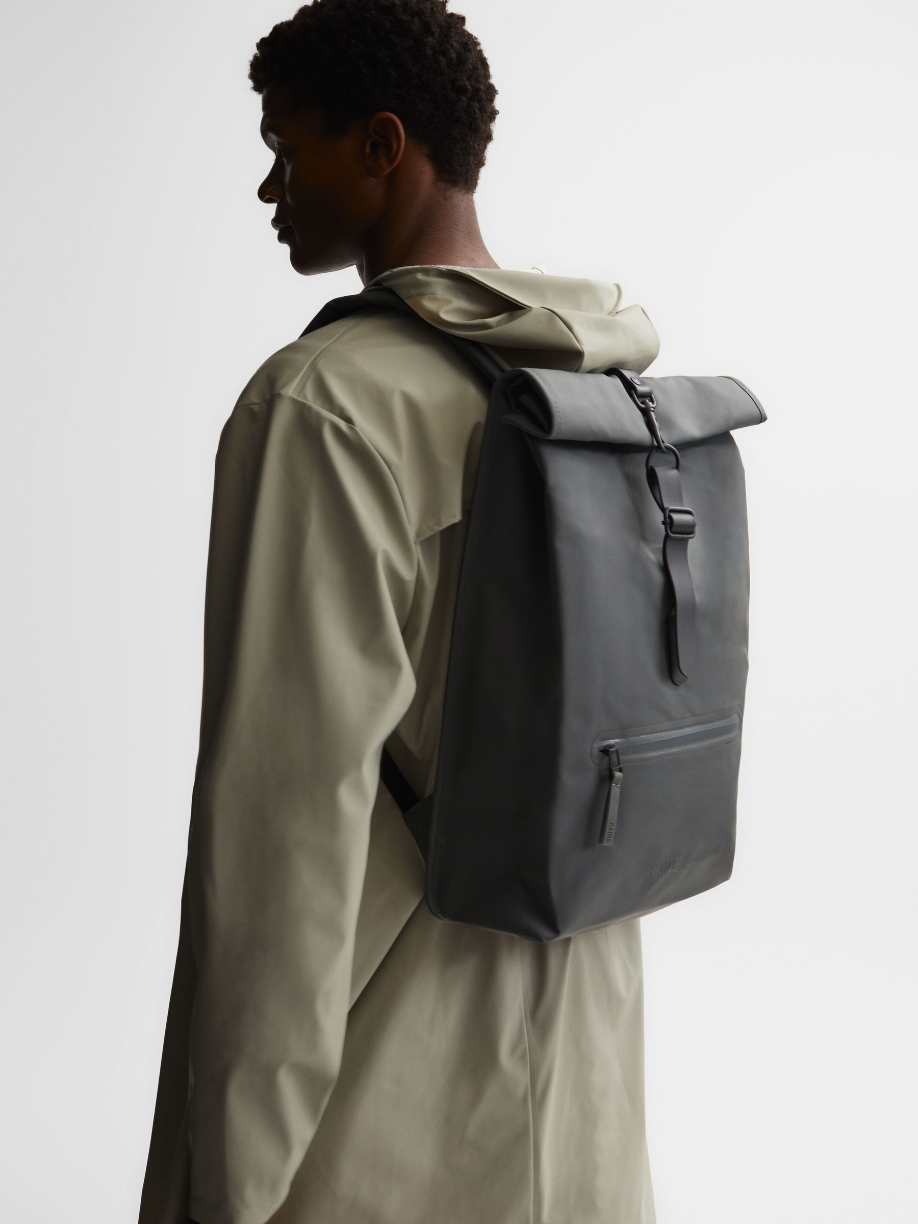 Rains Roll Top Rucksack in Slate - Image 2 of 8