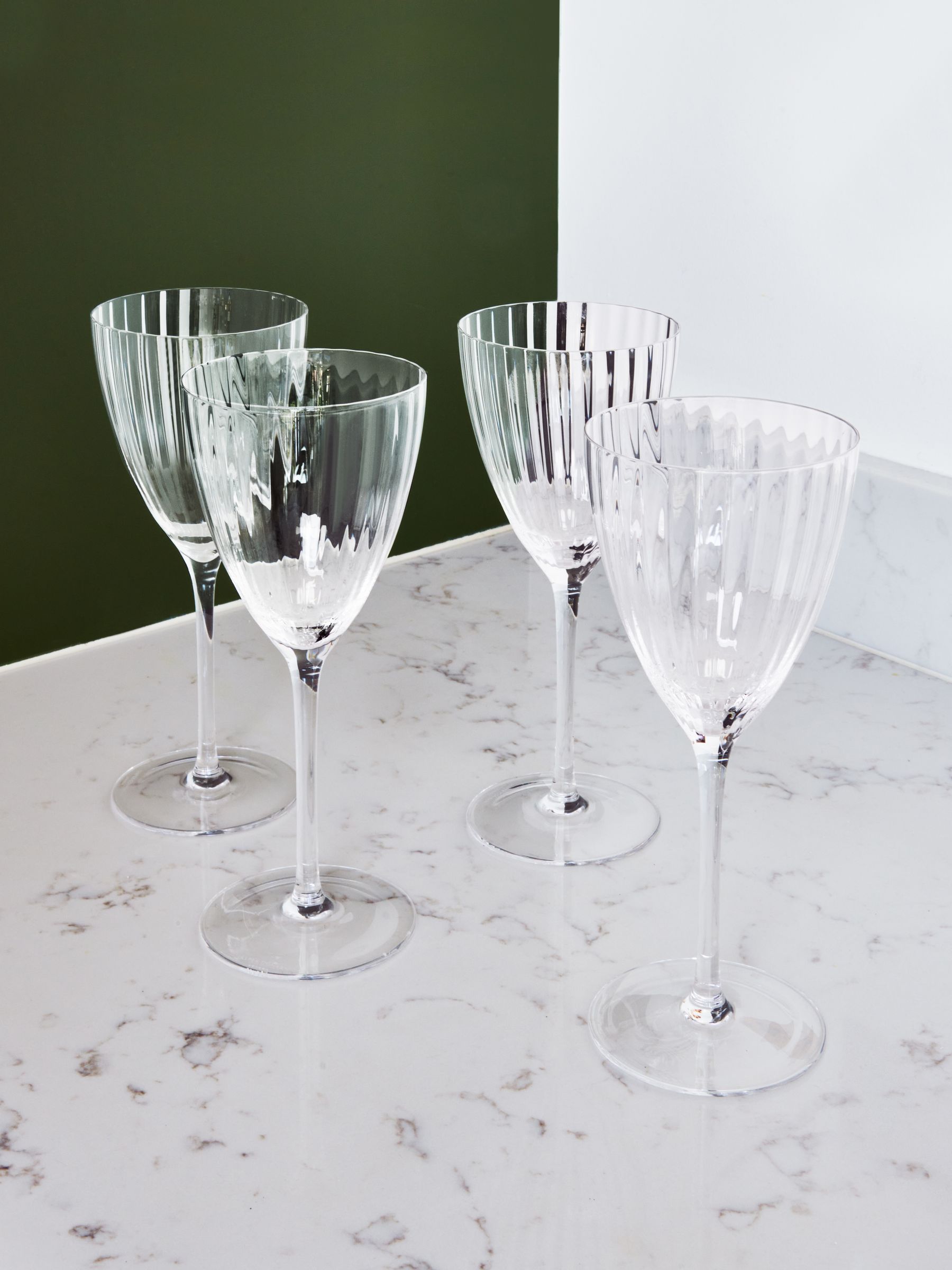 Jasper Conran London Set of 4 Clear Fluted Wine Glasses - Image 1 of 4