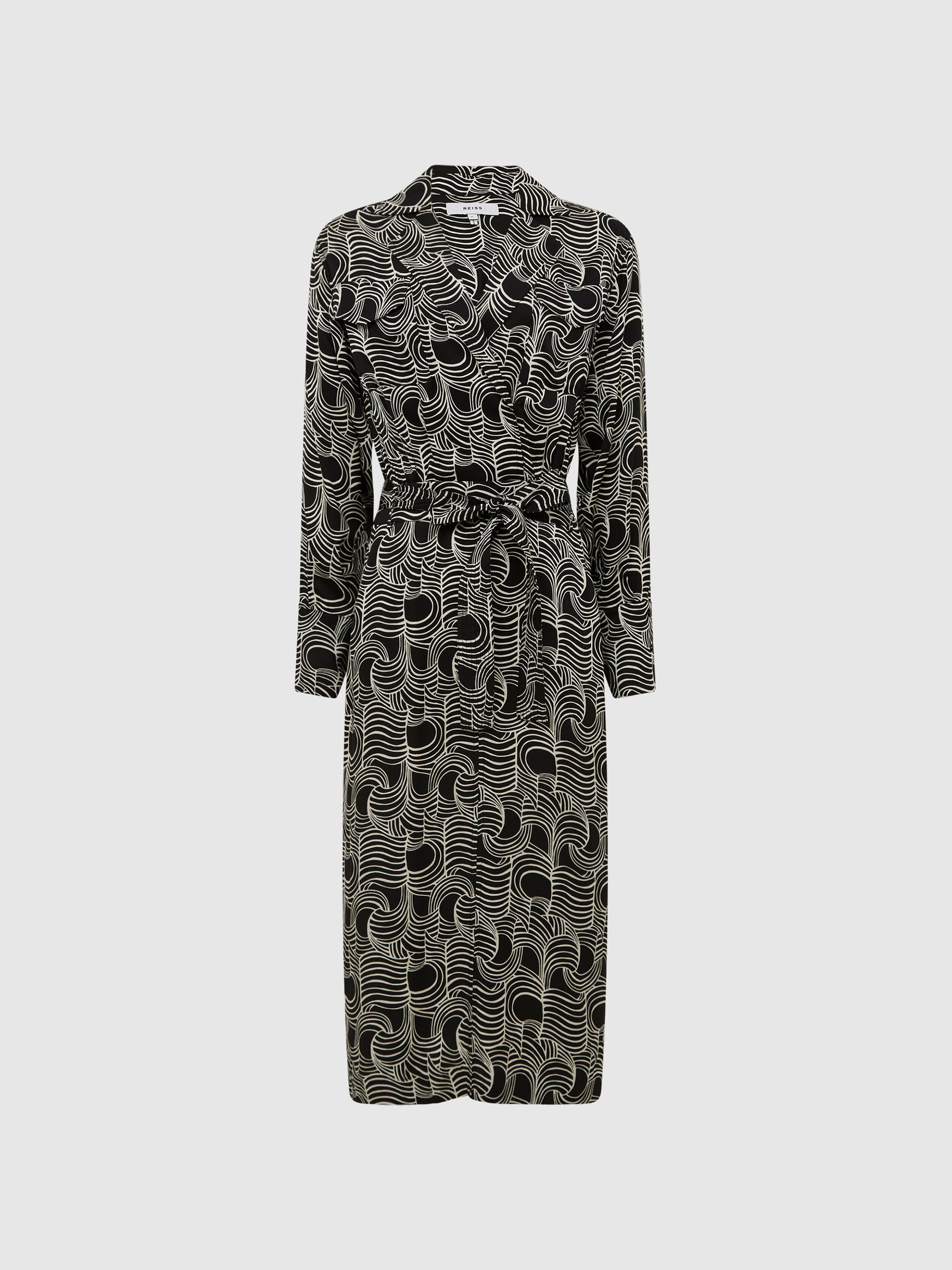 Swirl Print Midi Dress in Cream/Black - Image 2 of 7