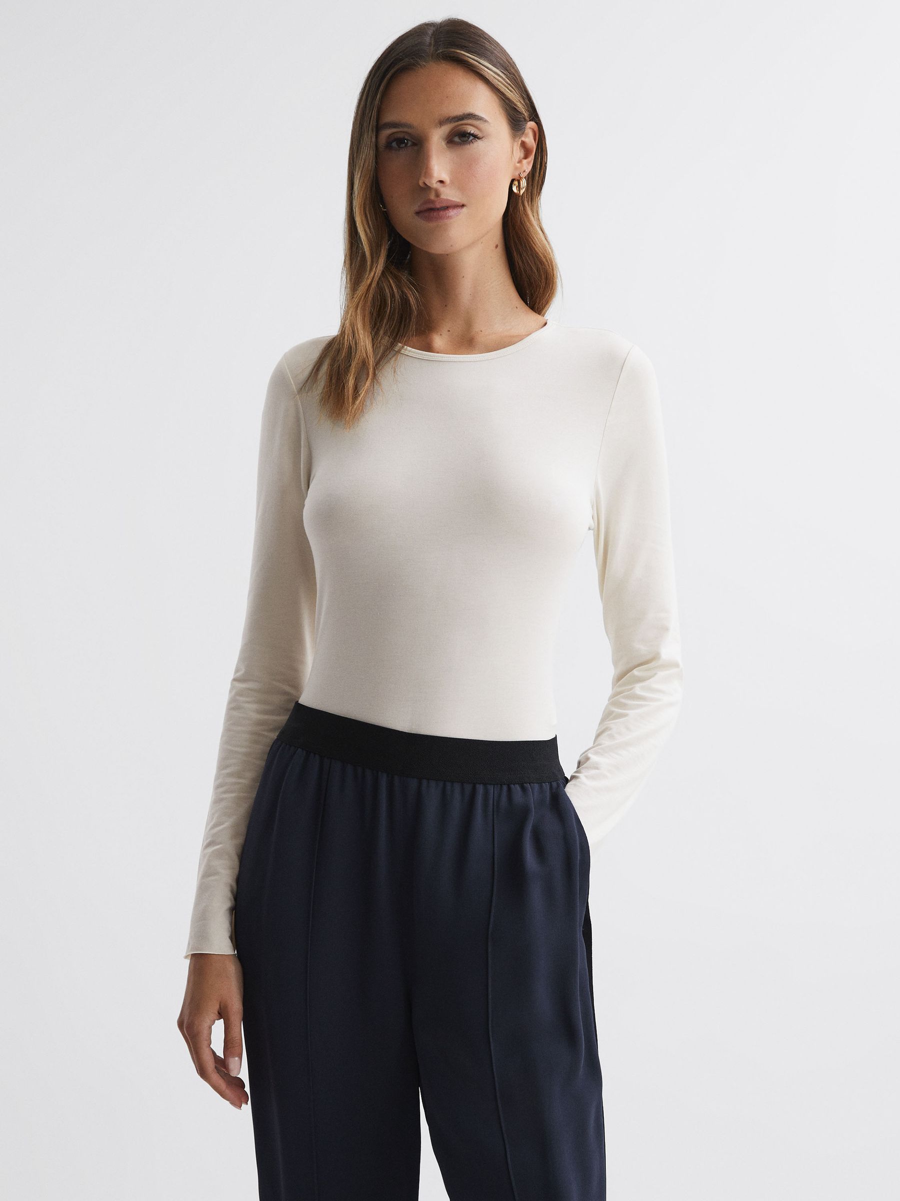 Long Sleeve Bodysuit in Ivory - Image 1 of 4