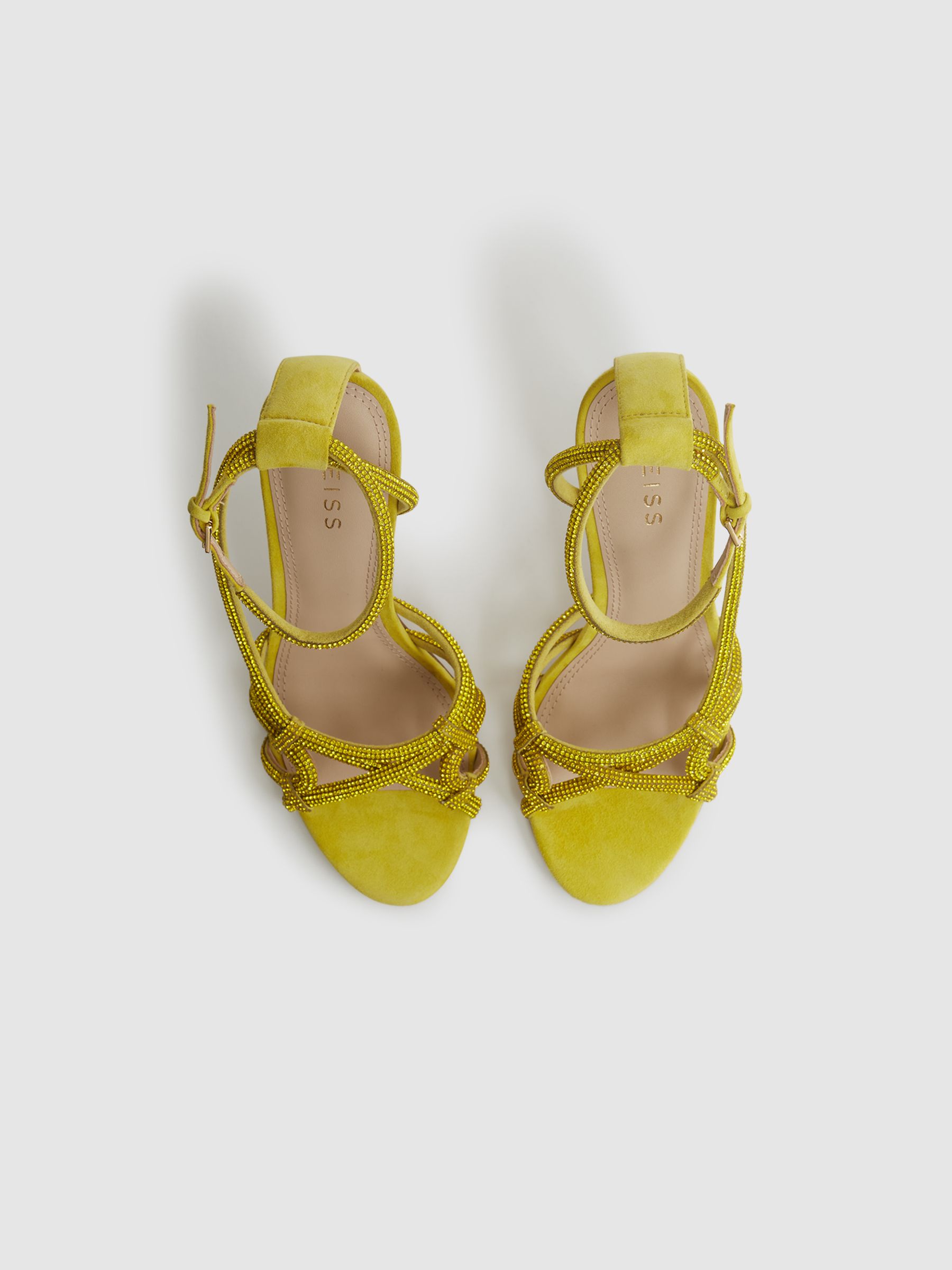 Embellished Heeled Sandals in Yellow - Image 4 of 6