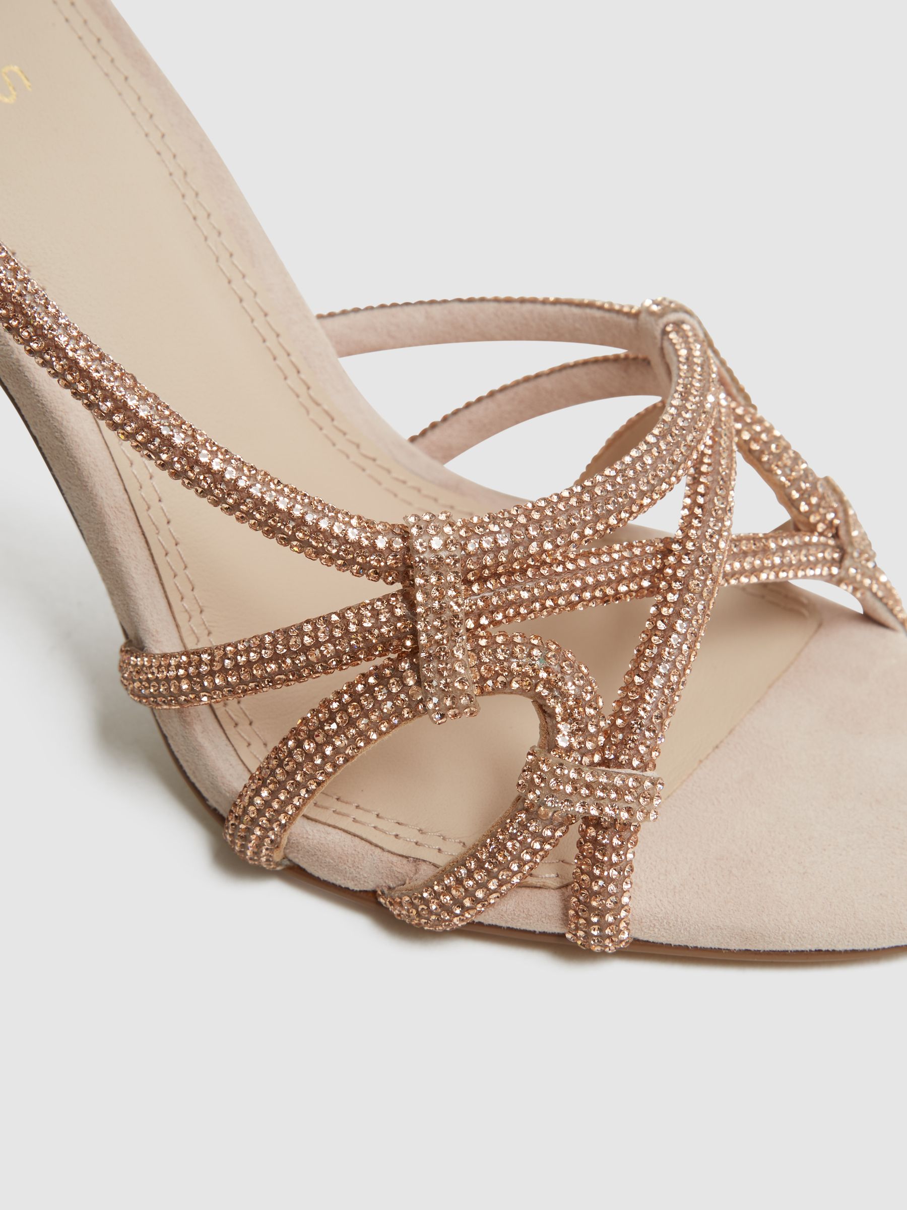 Embellished Heeled Sandals in Nude - Image 6 of 6