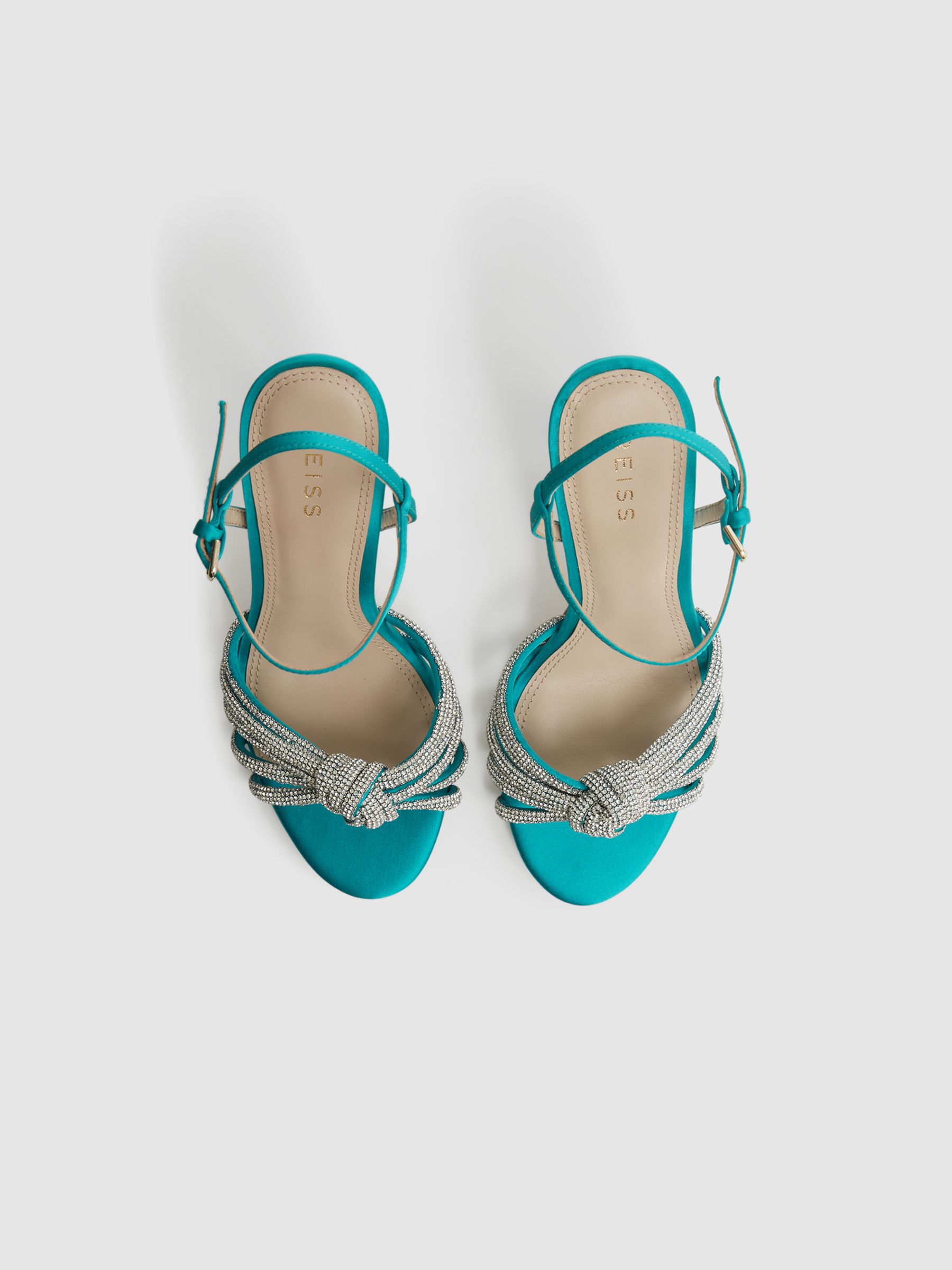 Embellished Heeled Sandals in Blue - Image 3 of 5