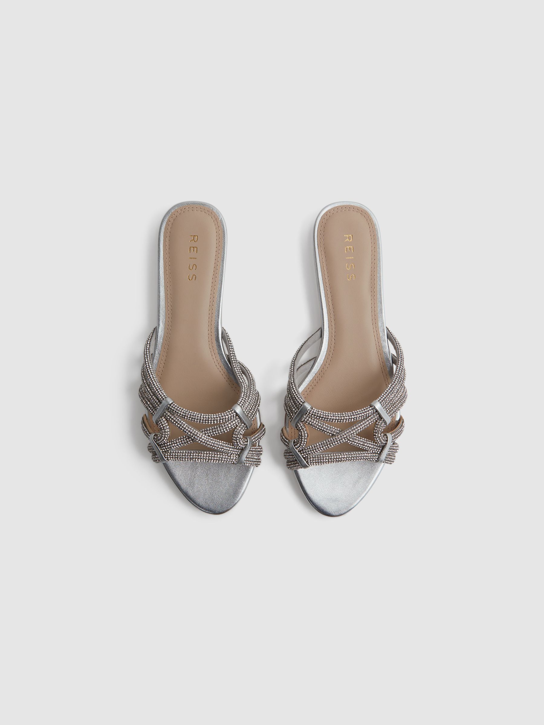 Embellished Flat Sandals in Silver - Image 3 of 5