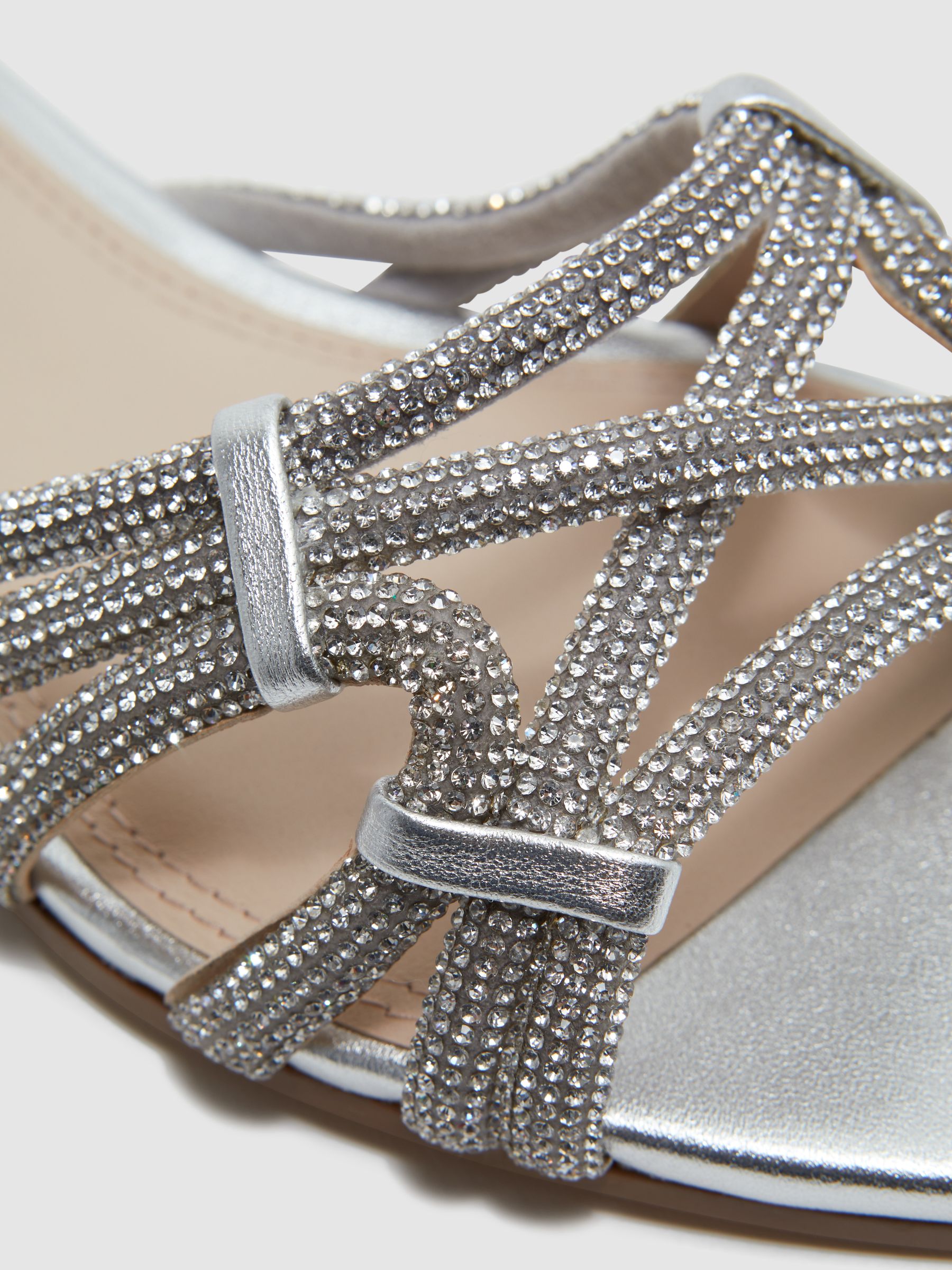 Embellished Flat Sandals in Silver - Image 5 of 5