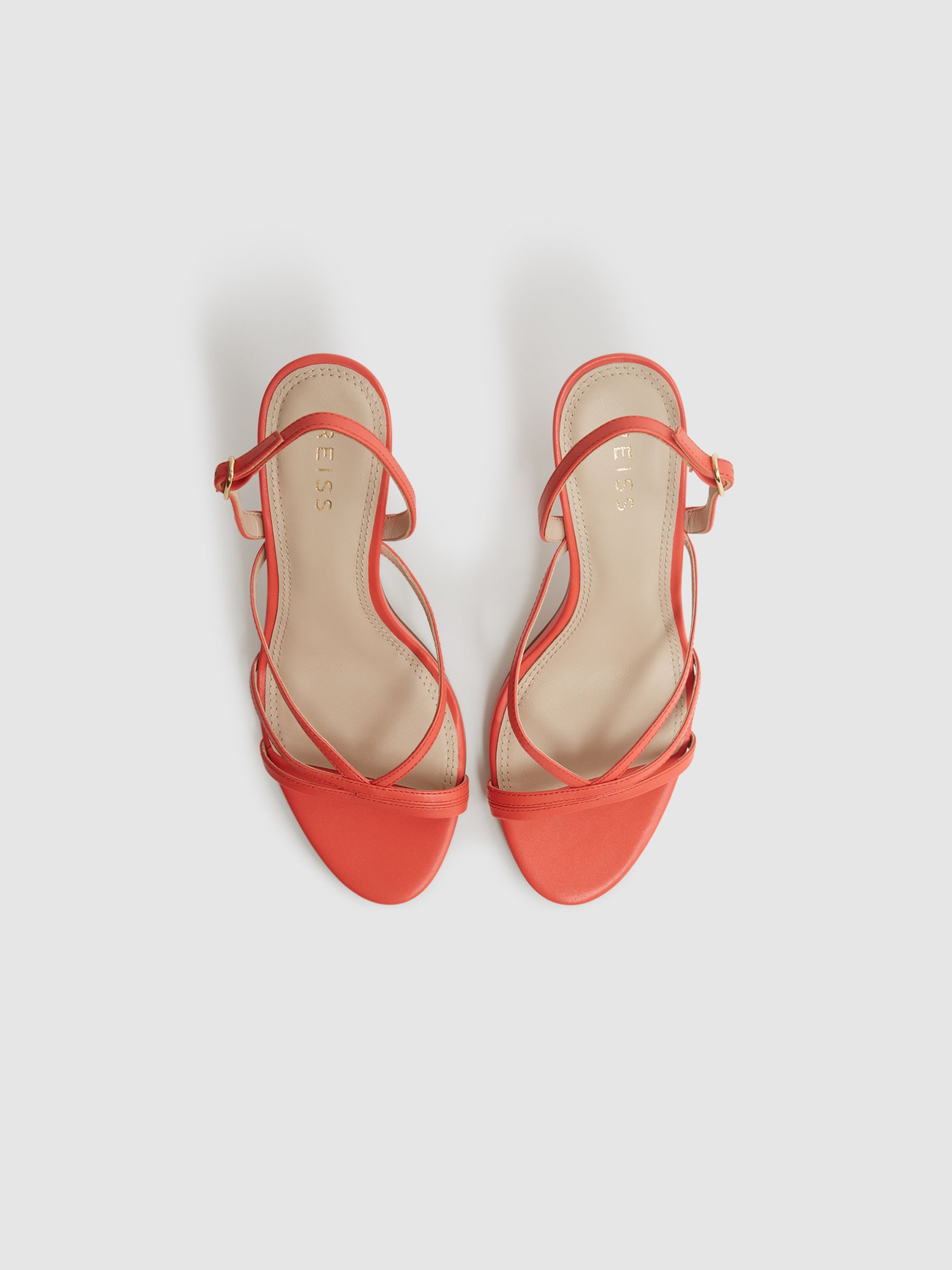 Strappy Mid Heel Sandals in Coral - Image 4 of 6