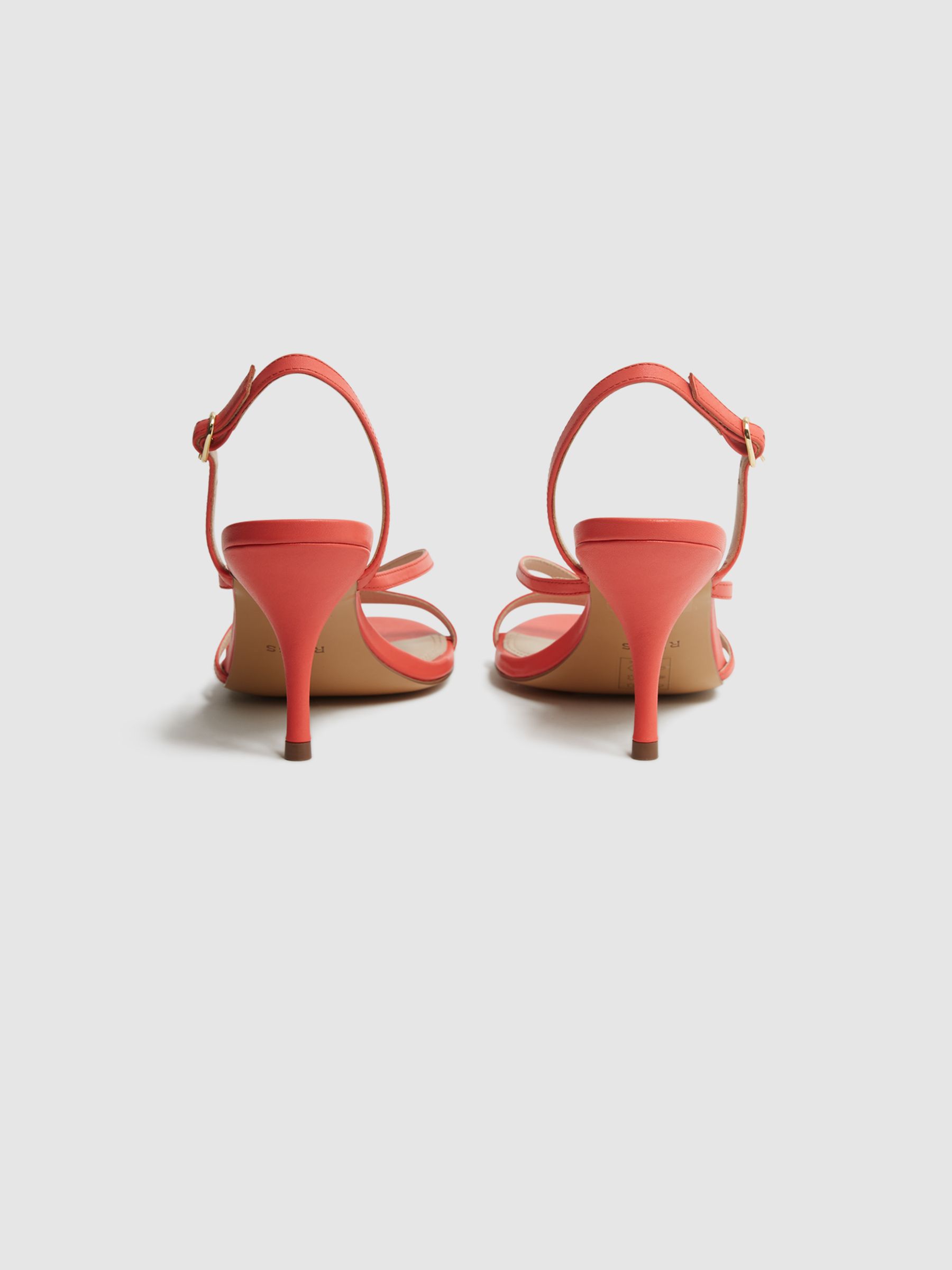 Strappy Mid Heel Sandals in Coral - Image 5 of 6