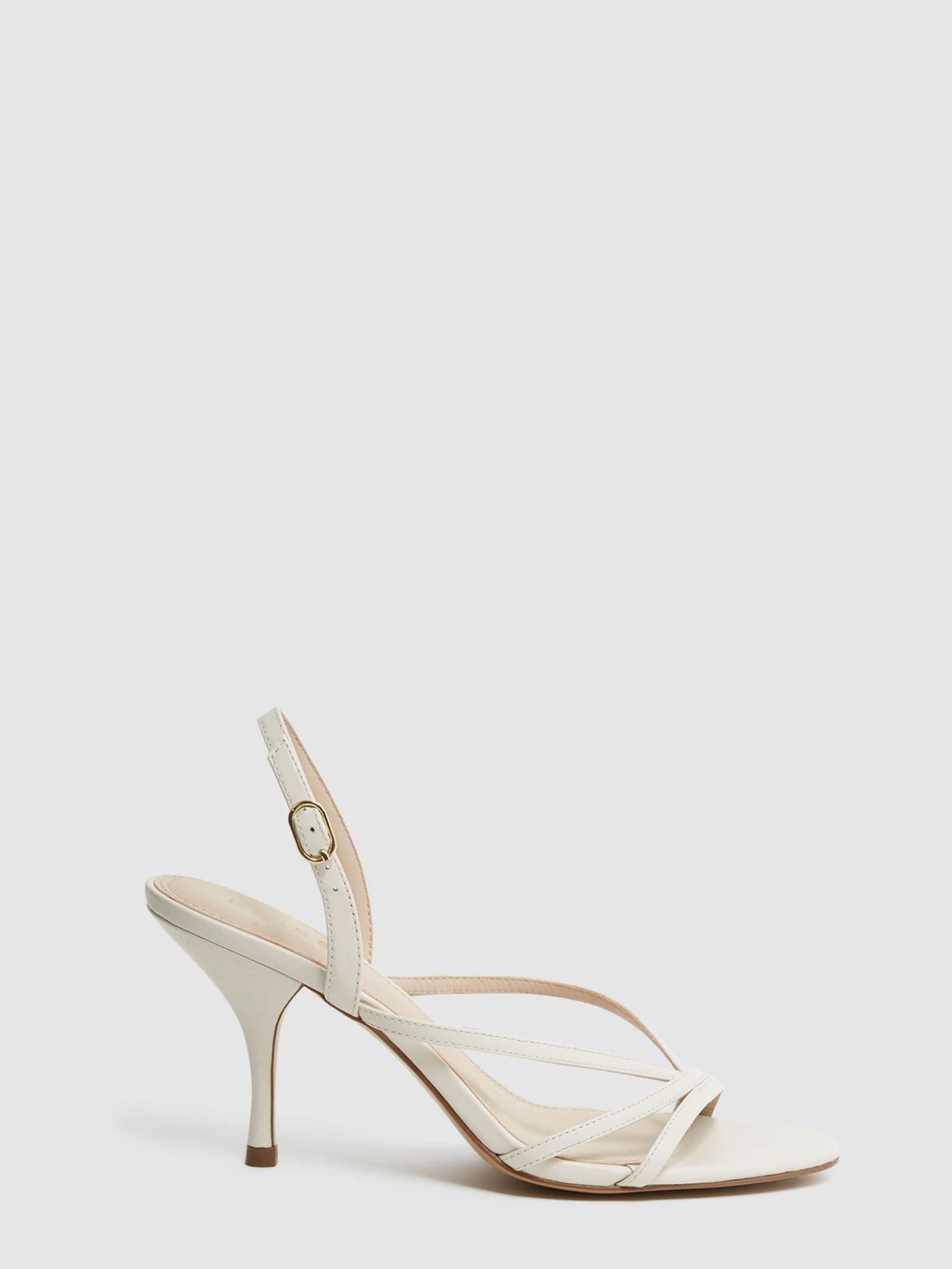 Strappy Mid Heel Sandals in White - Image 1 of 6