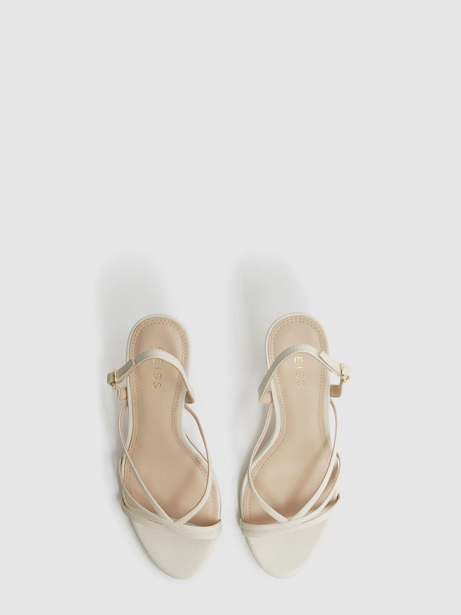 Strappy Mid Heel Sandals in White - Image 4 of 6