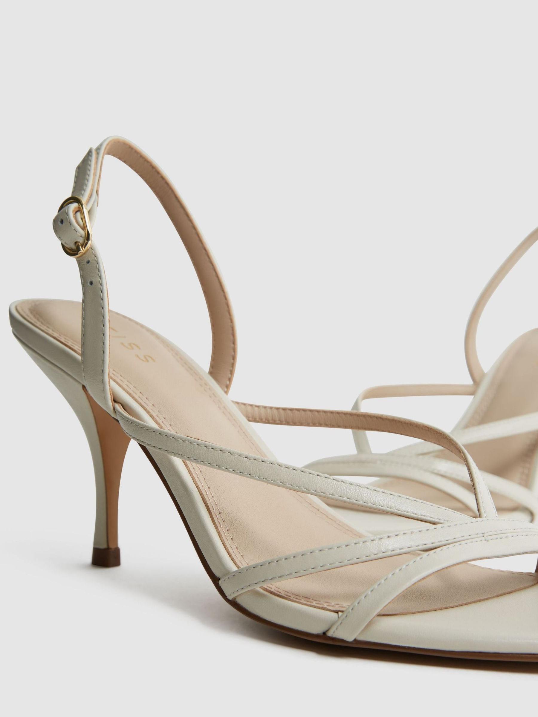 Strappy Mid Heel Sandals in White - Image 6 of 6