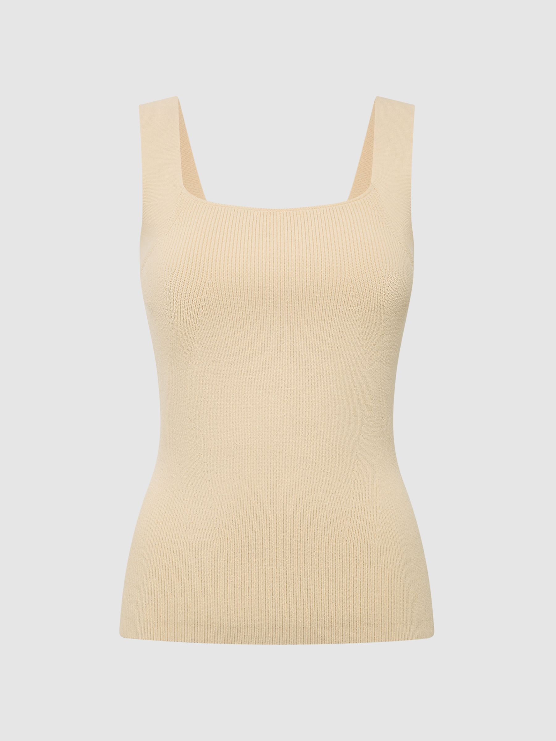 Square Neck Ribbed Vest in Lemon - Image 2 of 7 Square Neck Ribbed Vest in Lemon - Image 2 of 7