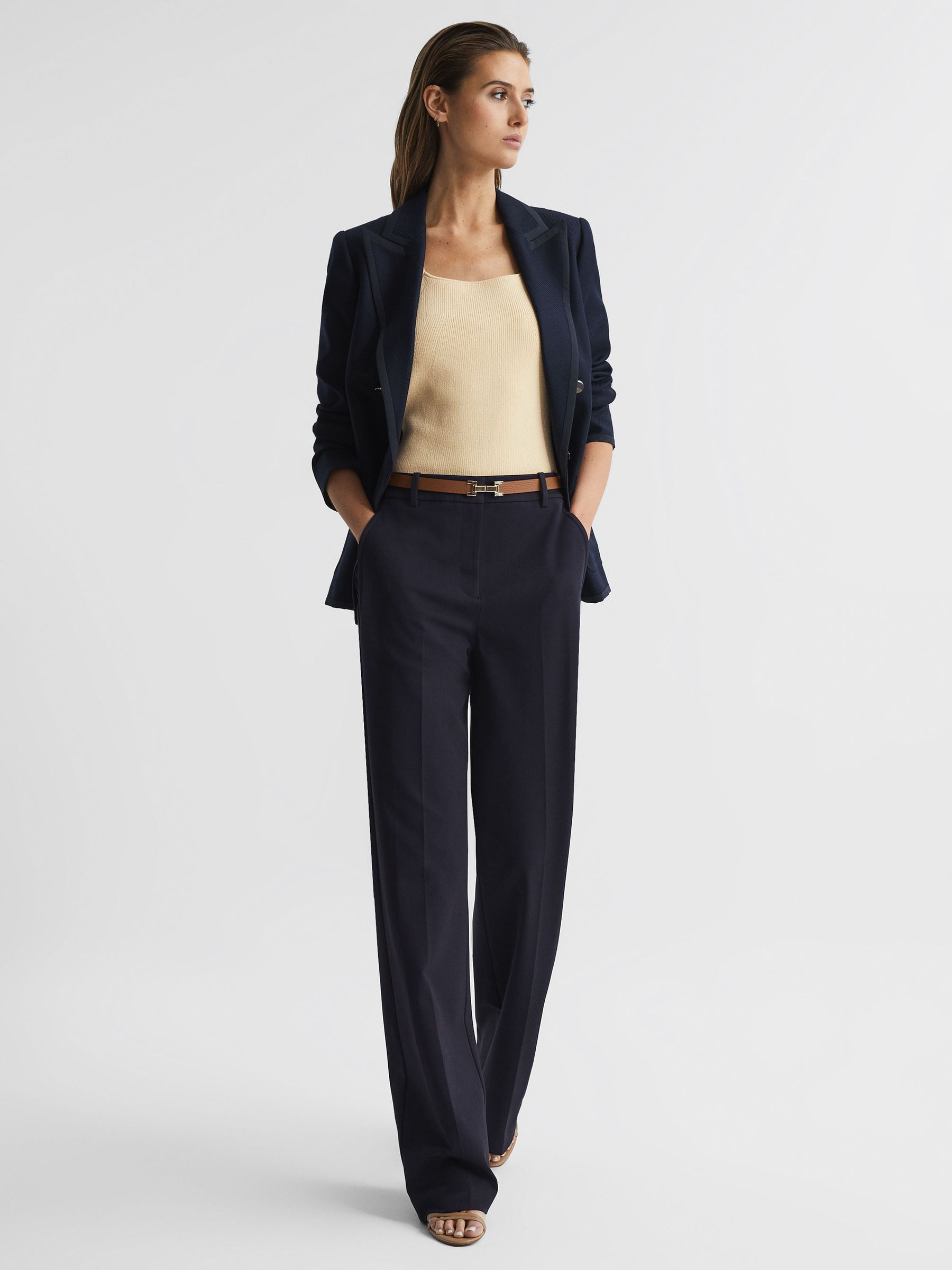 Square Neck Ribbed Vest in Lemon - Image 3 of 7