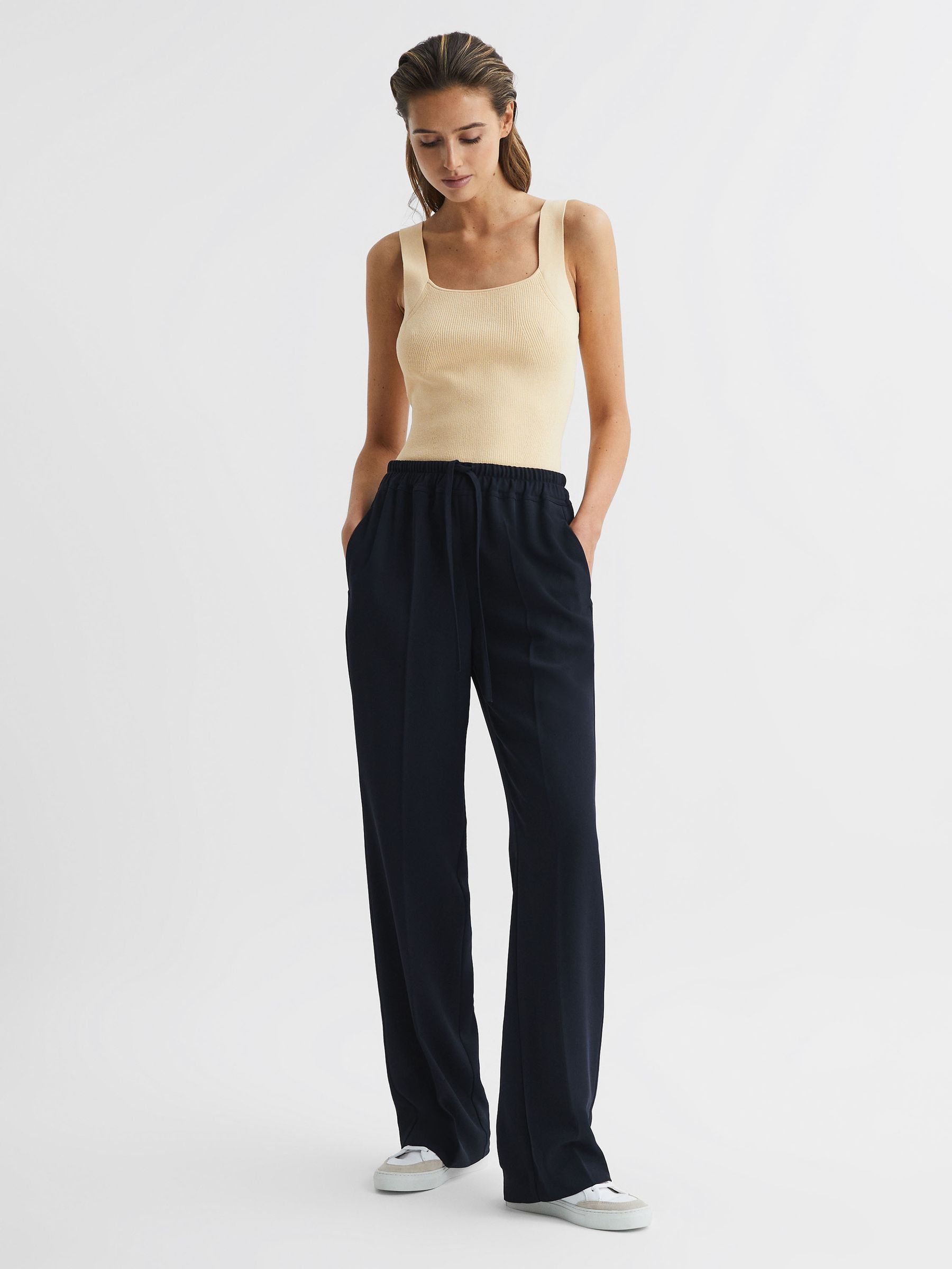 Square Neck Ribbed Vest in Lemon - Image 7 of 7