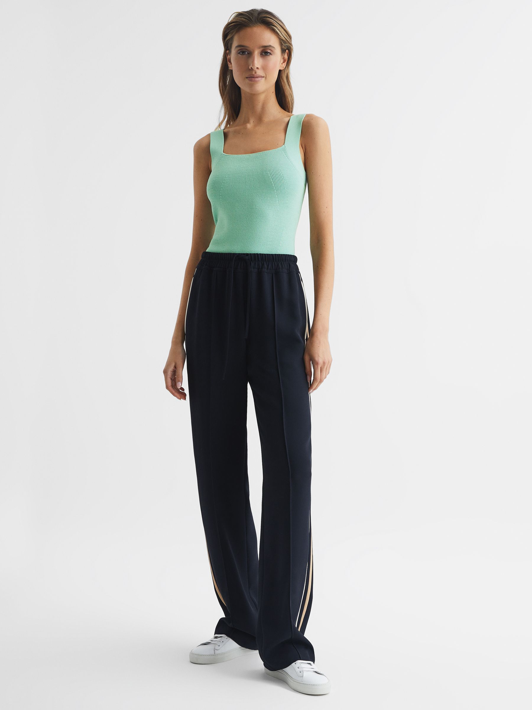 Square Neck Ribbed Vest in Mint - Image 3 of 6