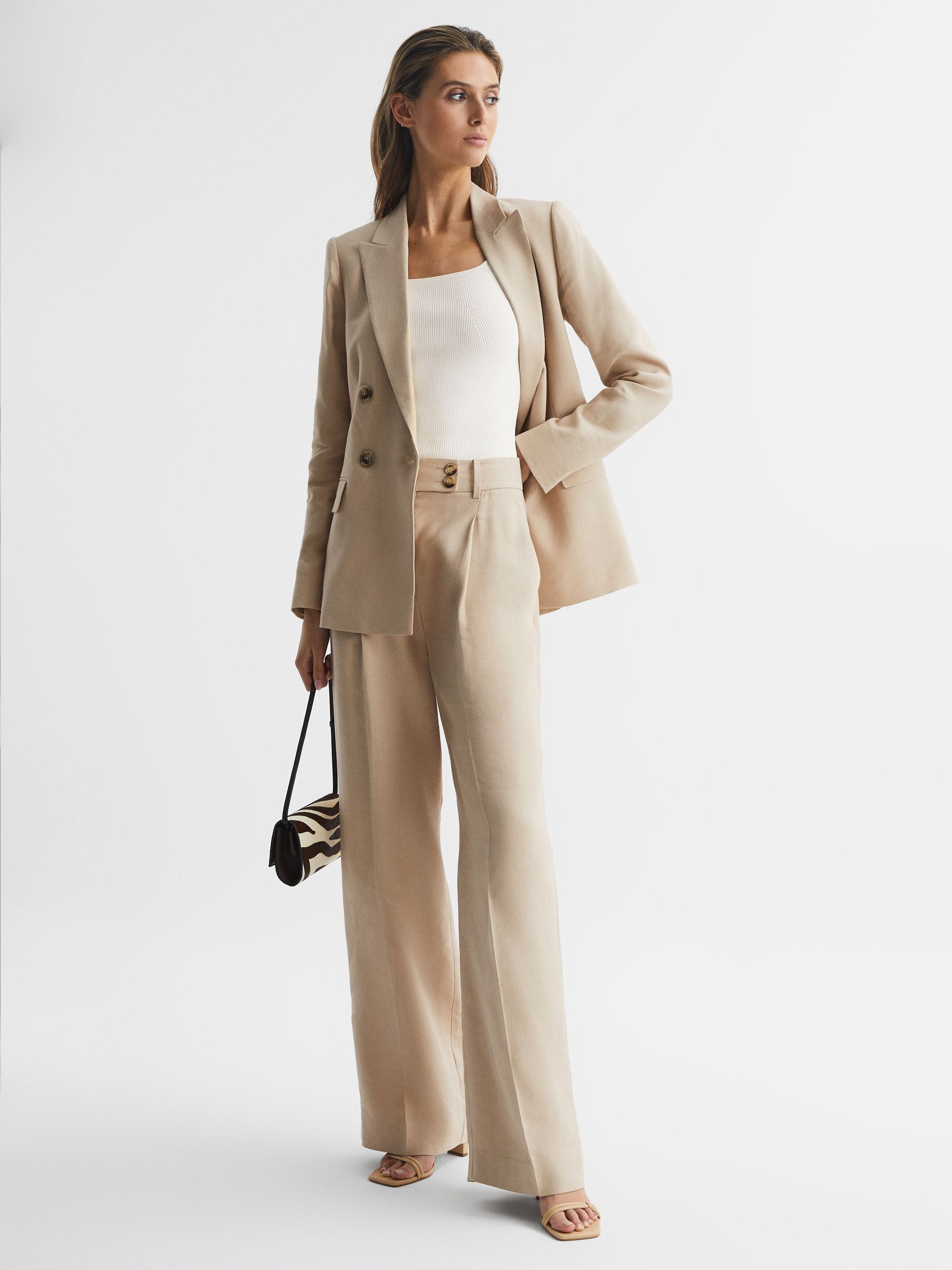 Square Neck Ribbed Vest in White - Image 6 of 6
