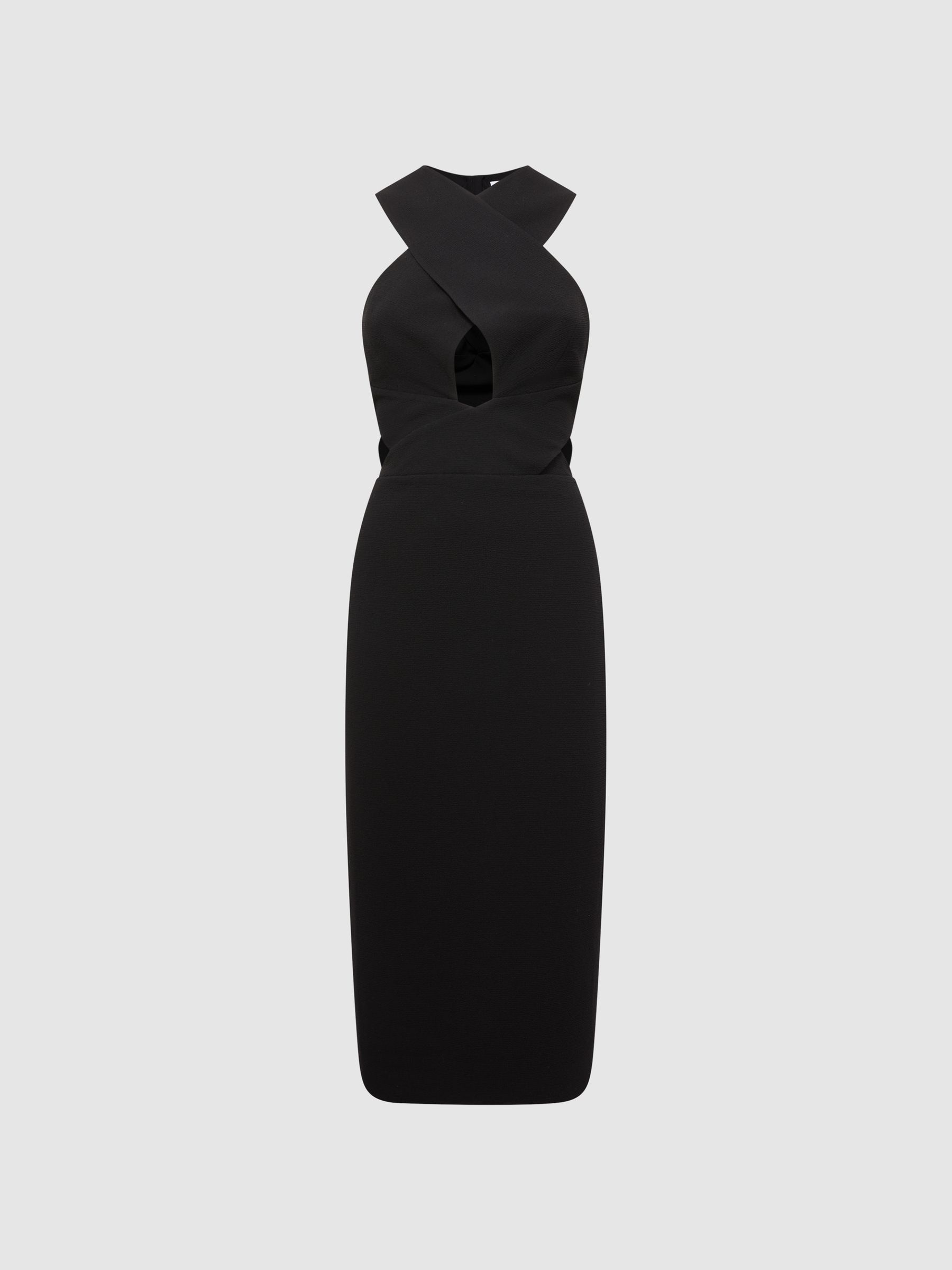 Bodycon Cut-Out Midi Dress in Black - Image 2 of 7