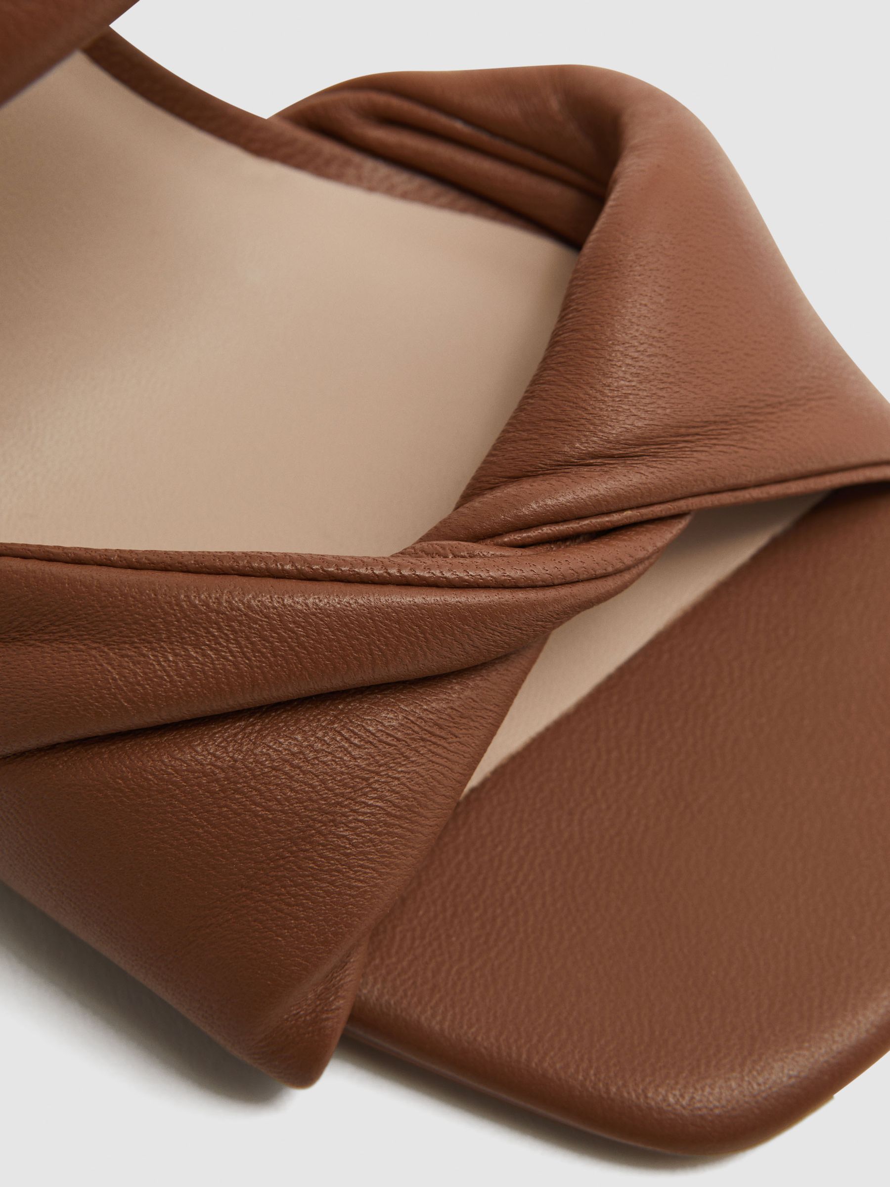 Slip on Leather Sandal Heels in Tan - Image 5 of 6