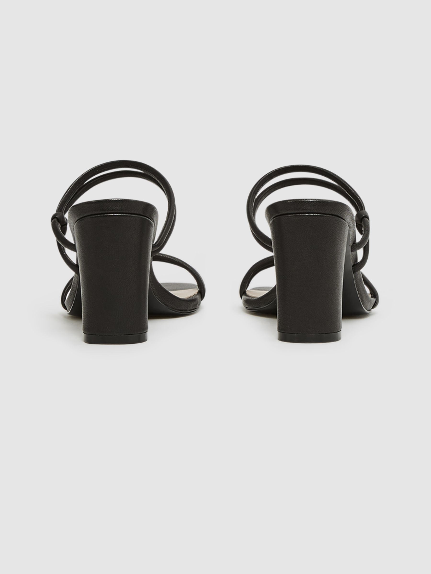 Leather Strappy Block Heels in Black - Image 4 of 5