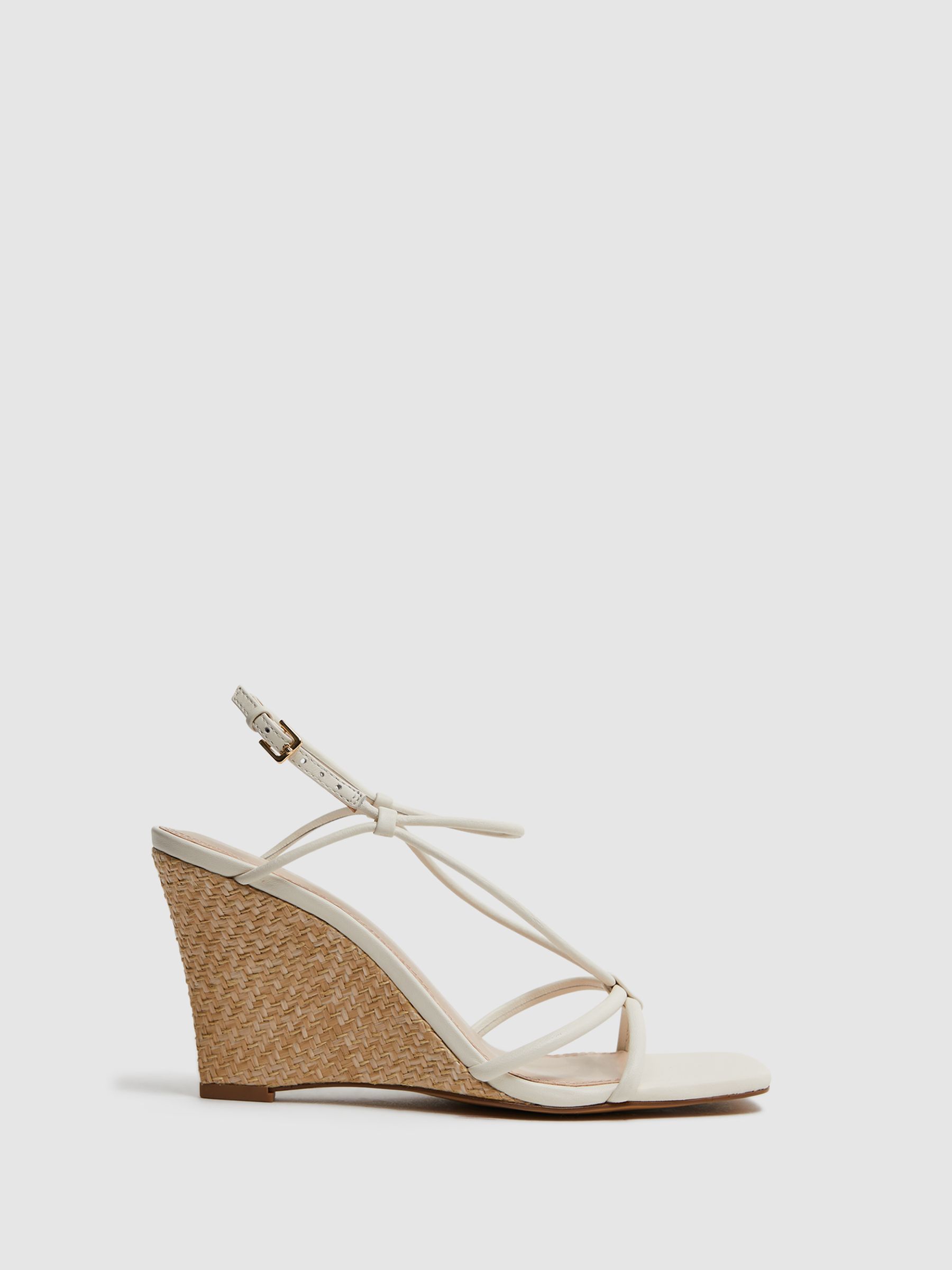 Strappy Wedge Heels in Off White - Image 1 of 5