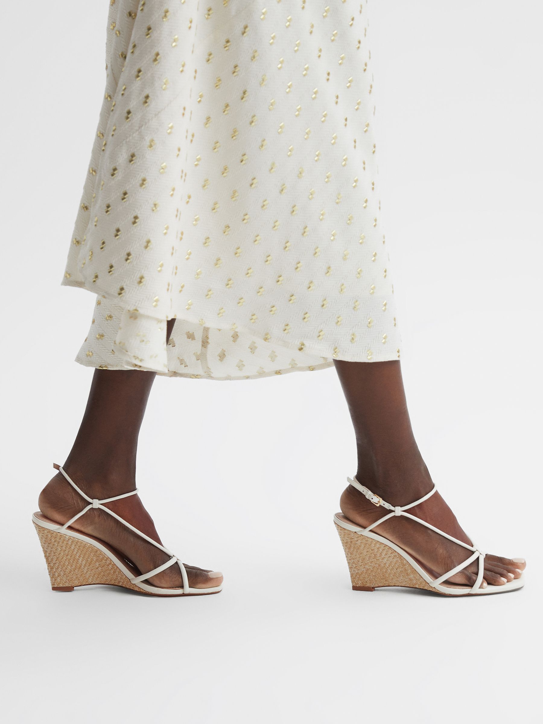 Strappy Wedge Heels in Off White - Image 2 of 5 Strappy Wedge Heels in Off White - Image 2 of 5