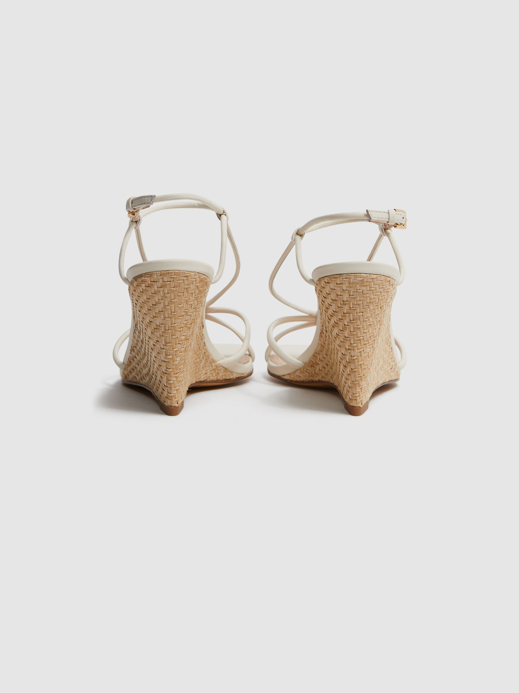 Strappy Wedge Heels in Off White - Image 4 of 5